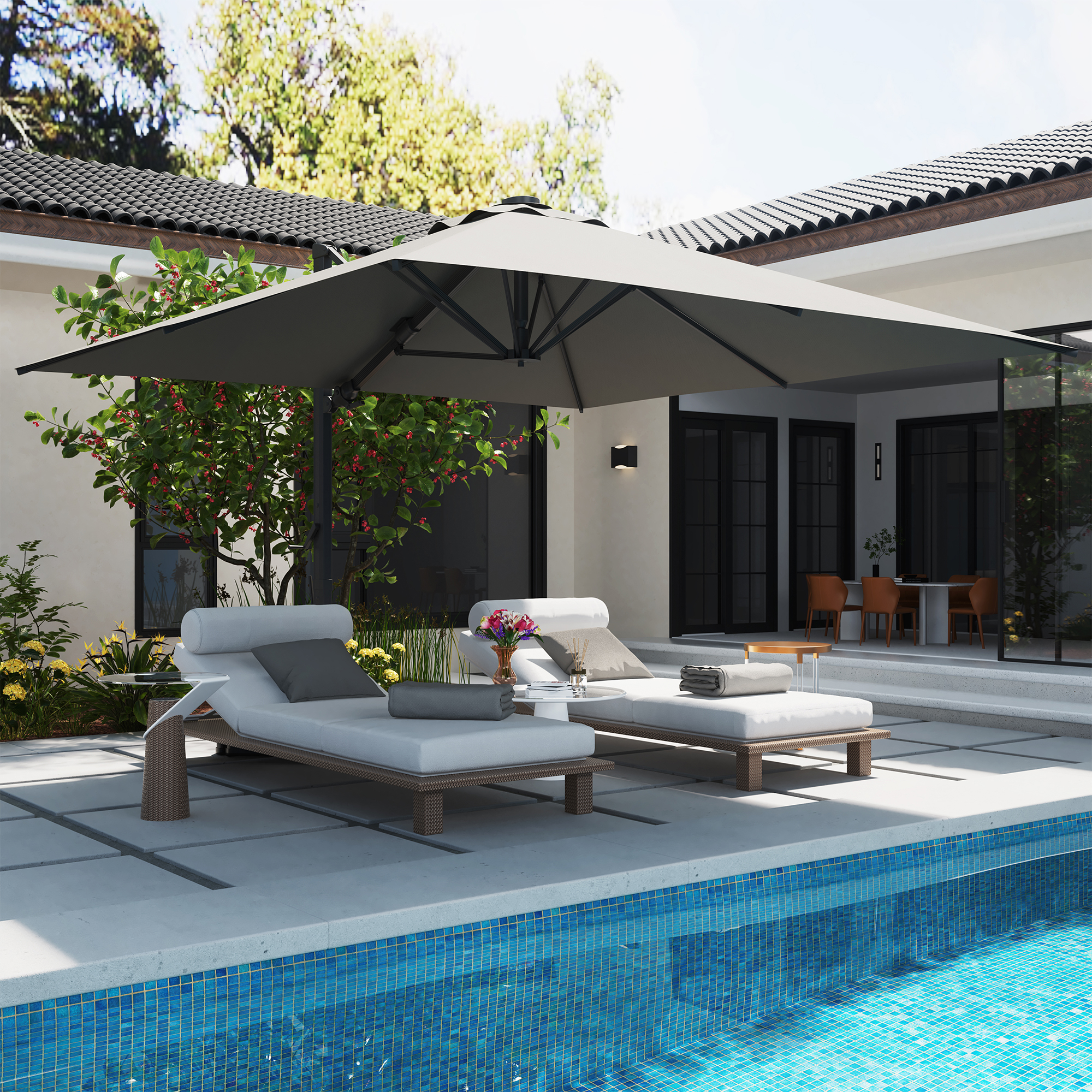 10ft Square Bluetooth Ambient Light 360 Rotation Outdoor Cantilever T 10ft Square Bluetooth Ambient Light 360 Rotation Outdoor Cantilever T