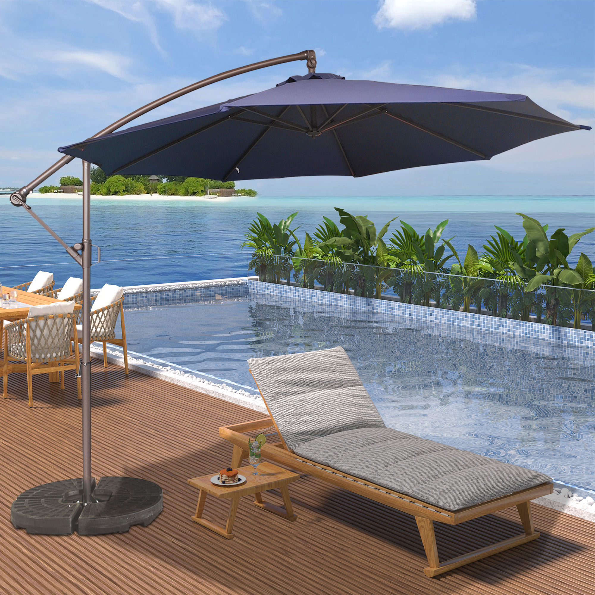 10 Ft Cantilever Patio Offset Umbrella Upgrade Crank Hanging Canopy Umbrella