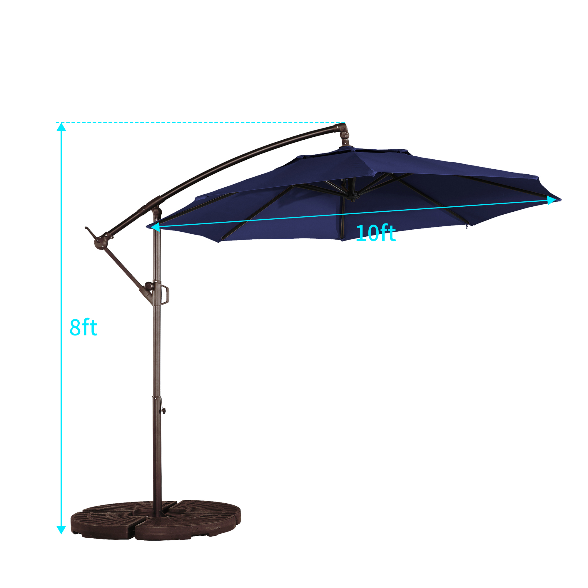10 Ft Cantilever Patio Offset Umbrella Upgrade Crank Hanging Canopy Umbrella