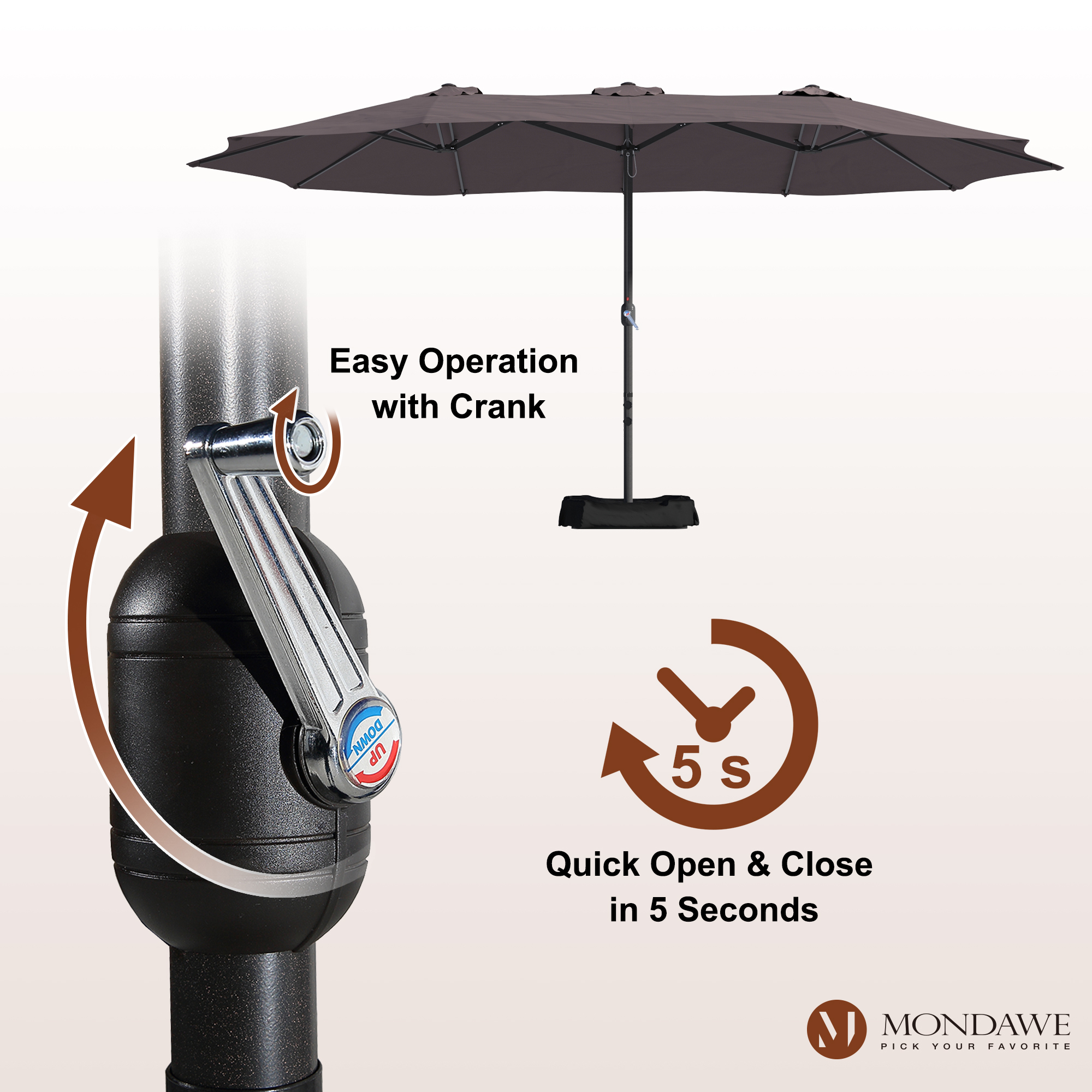 Mondawe 15ft Rectangular Patio Market Umbrella with Base-Mondawe