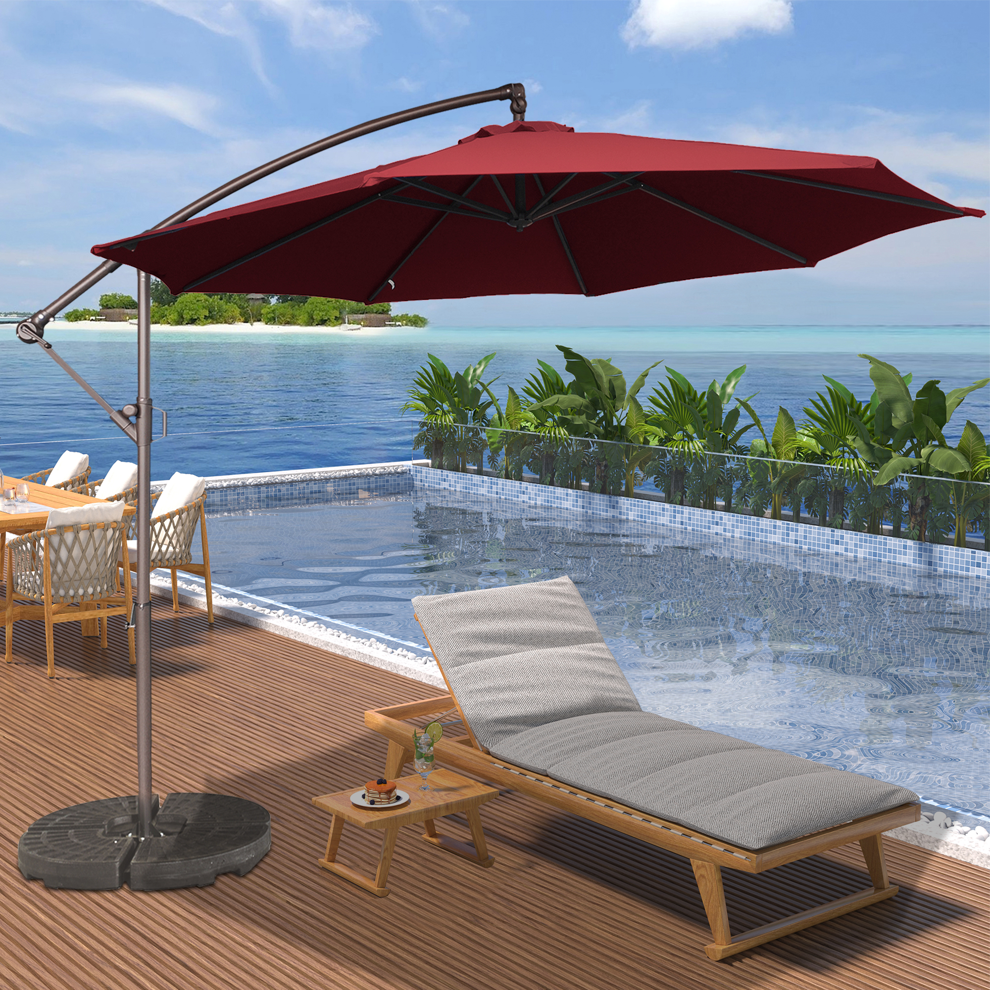 10 Ft Cantilever Patio Offset Umbrella Upgrade Crank Hanging Canopy Umbrella