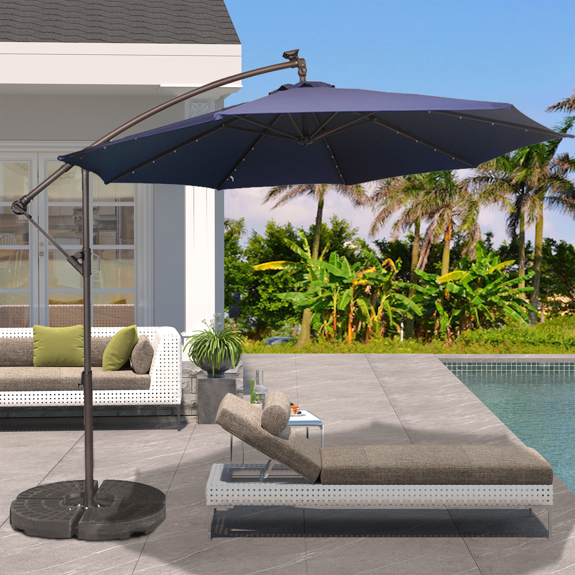 10 Ft Cantilever Patio Offset Umbrella Upgrade Crank Hanging Canopy Umbrella