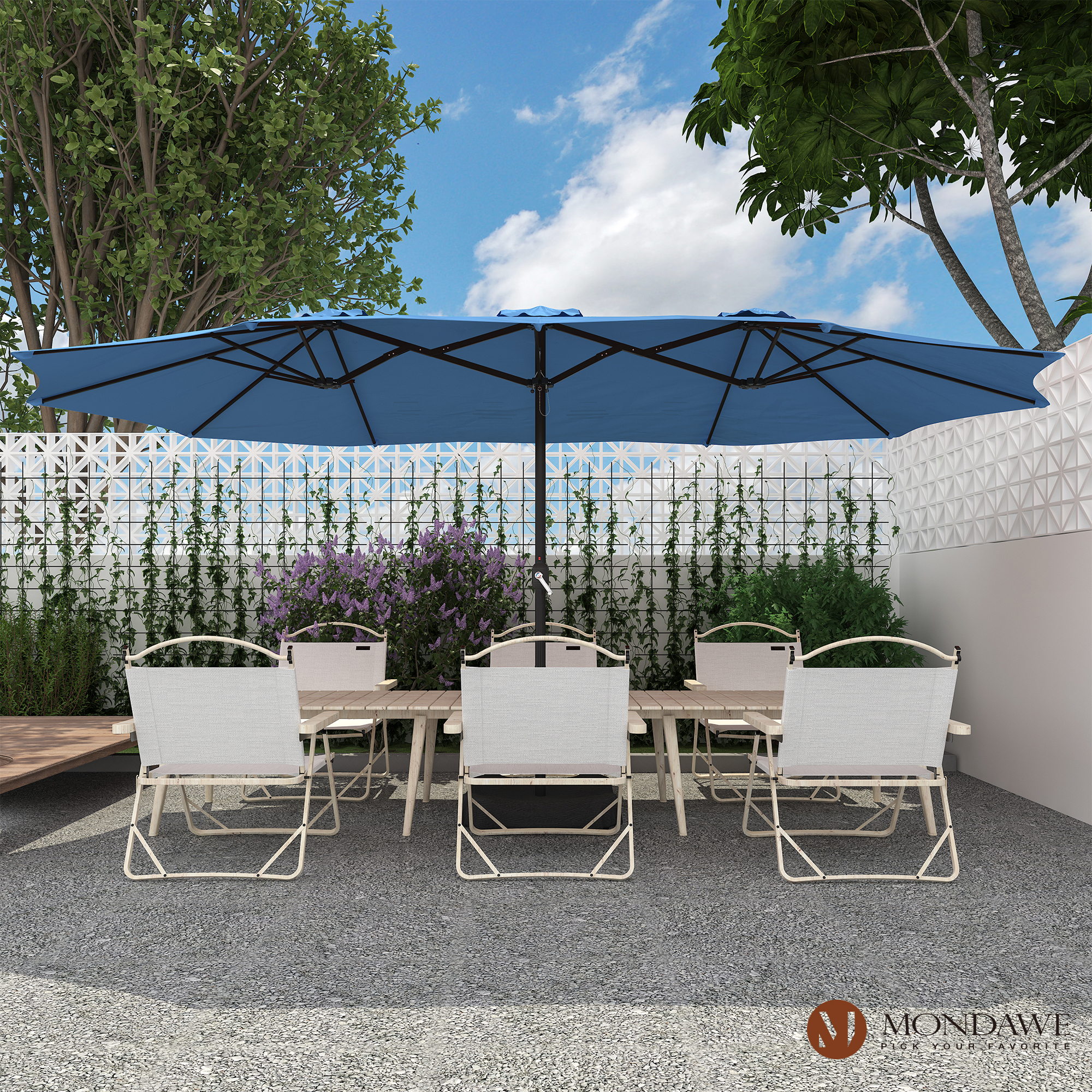 Mondawe 15ft Rectangular Patio Market Umbrella with Base-Mondawe