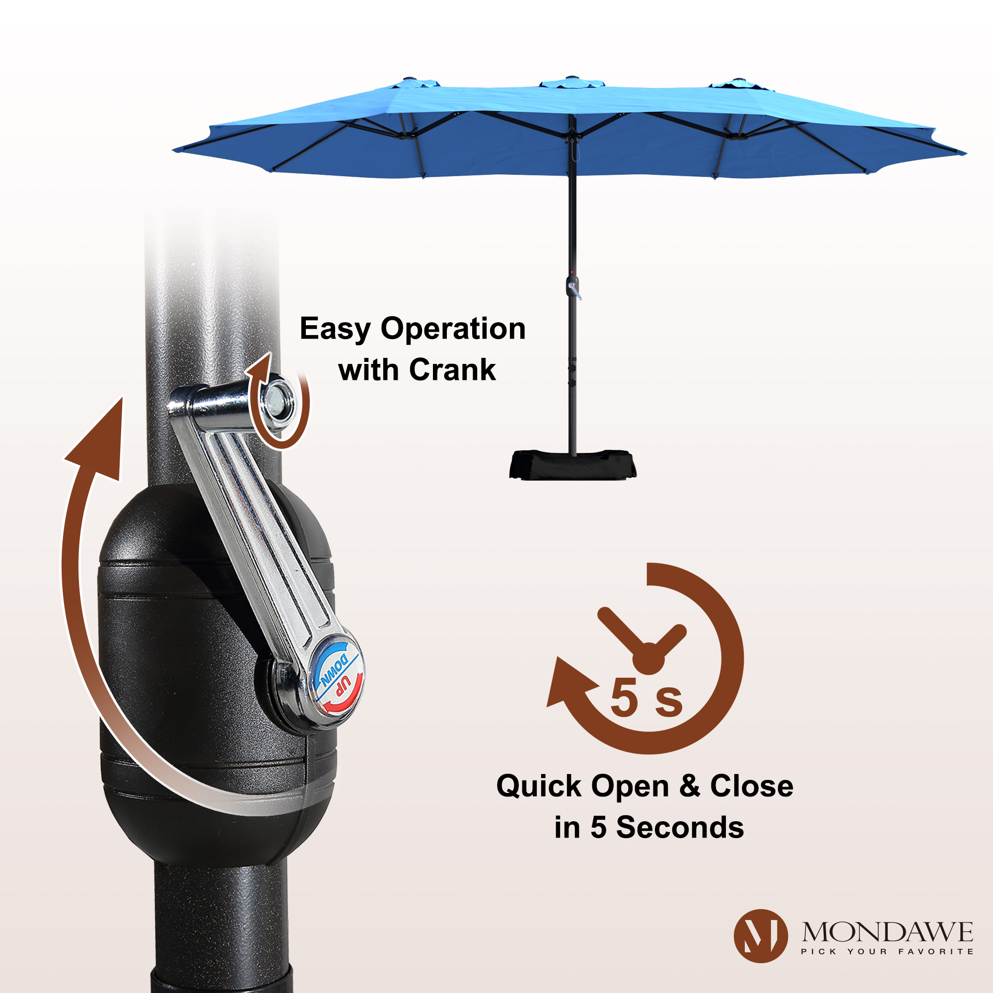 Mondawe 15ft Rectangular Patio Market Umbrella with Base-Mondawe