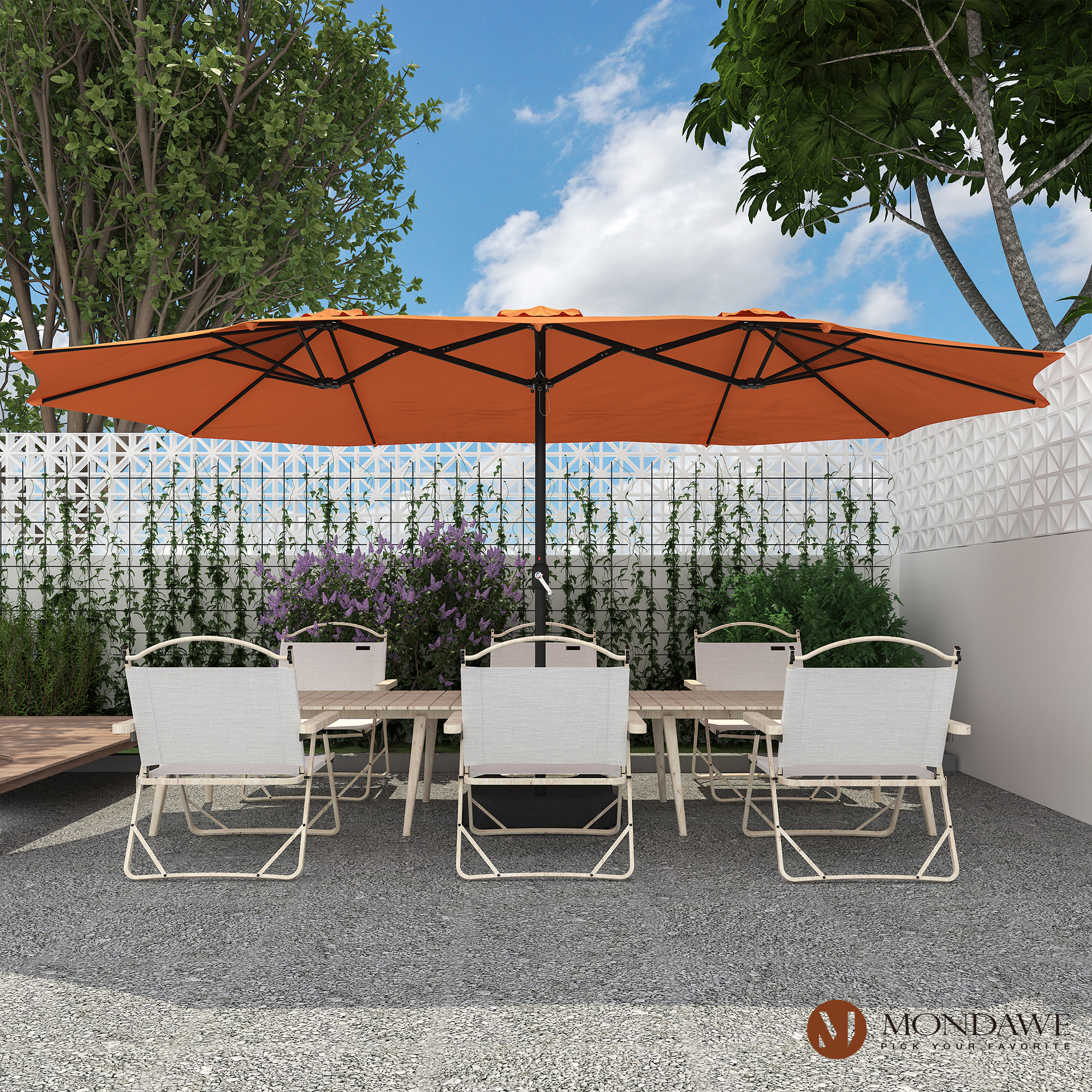 Mondawe 15ft Rectangular Patio Market Umbrella with Base-Mondawe