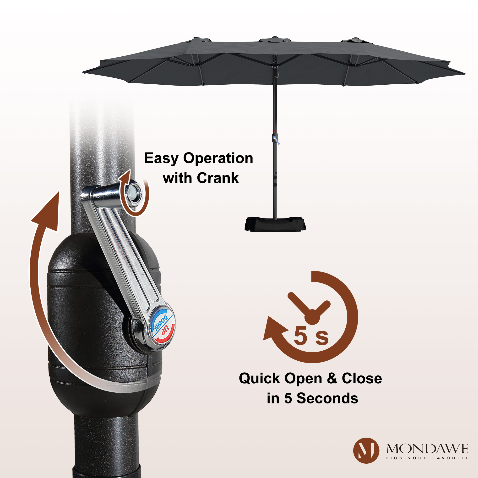 Mondawe 15ft Rectangular Patio Market Umbrella with Base-Mondawe