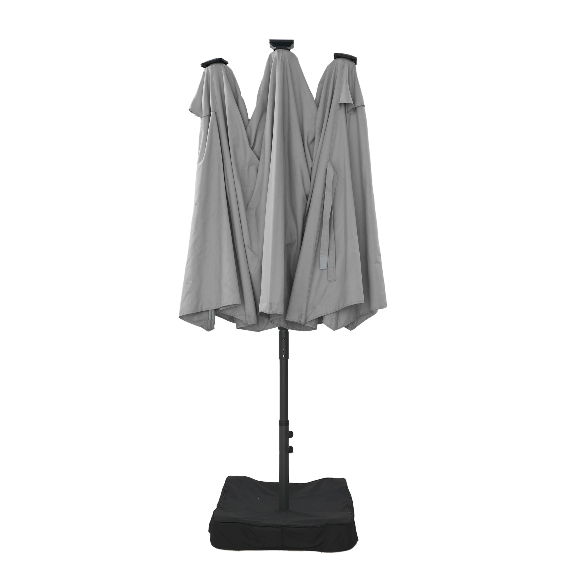 15ft Rectangular Dual-Sided Patio Fiberglass Ribs Umbrella with LED Lights