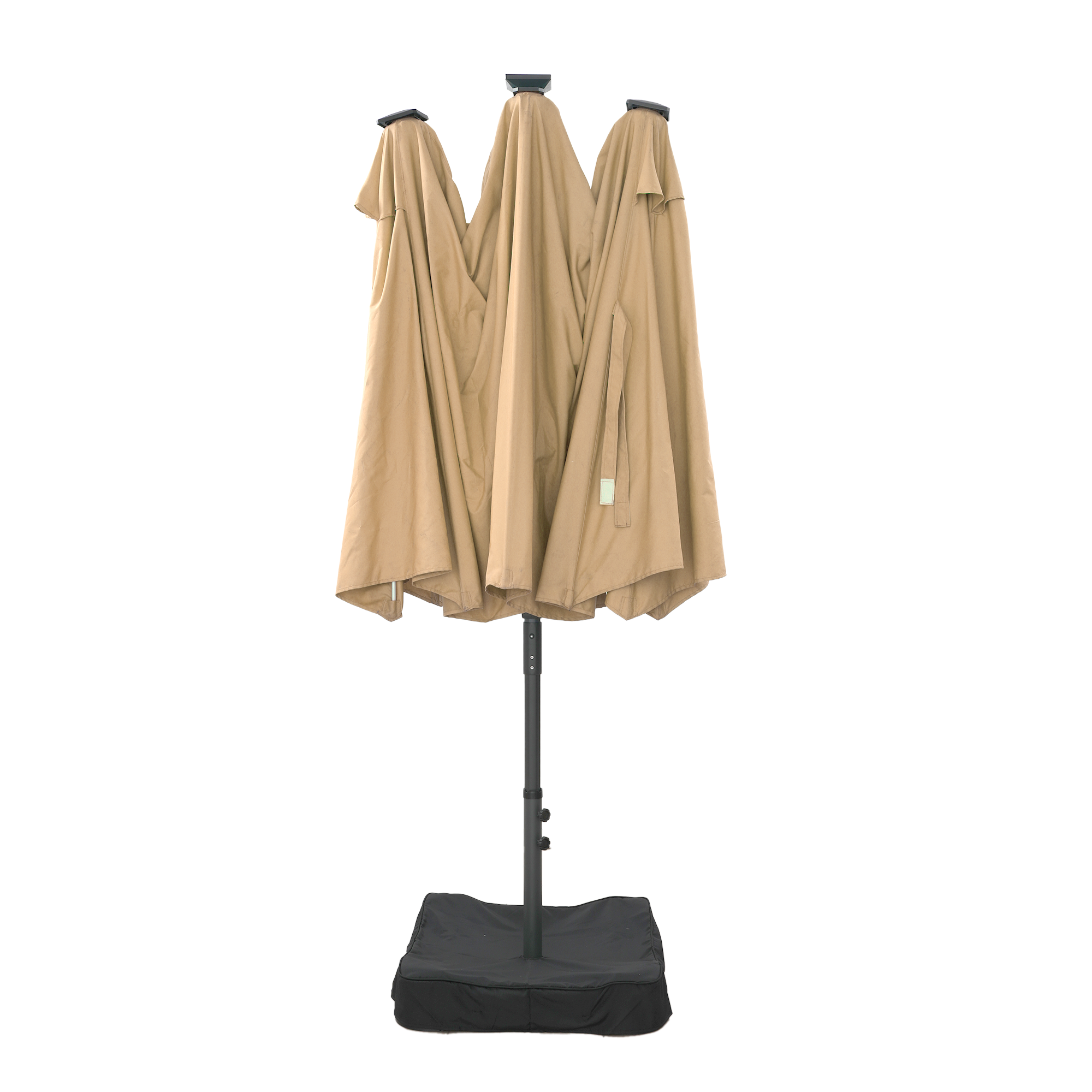 15ft Rectangular Dual-Sided Patio Fiberglass Ribs Umbrella with LED Lights