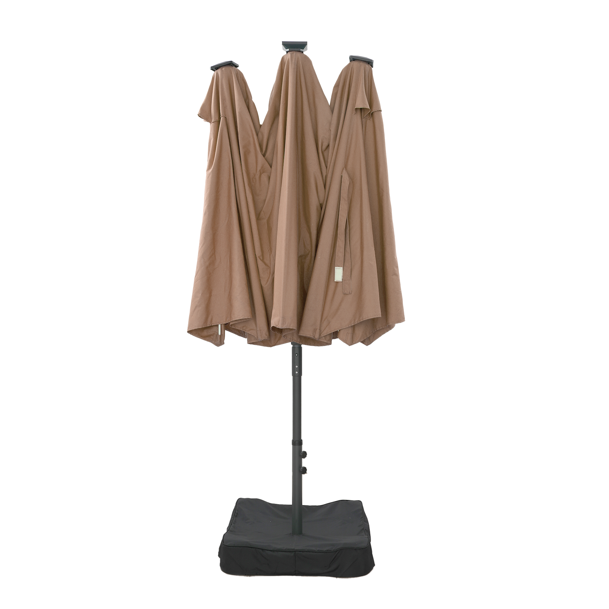 15ft Rectangular Dual-Sided Patio Fiberglass Ribs Umbrella with LED Lights