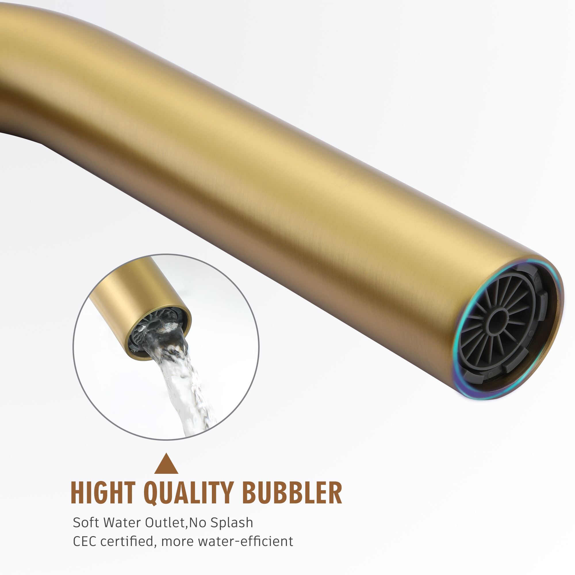 Freestanding Bathtub Faucet with Hand Shower, 360-Degree Swivel Spout, 2.7 GPM High Flow Rate Brushed Brass