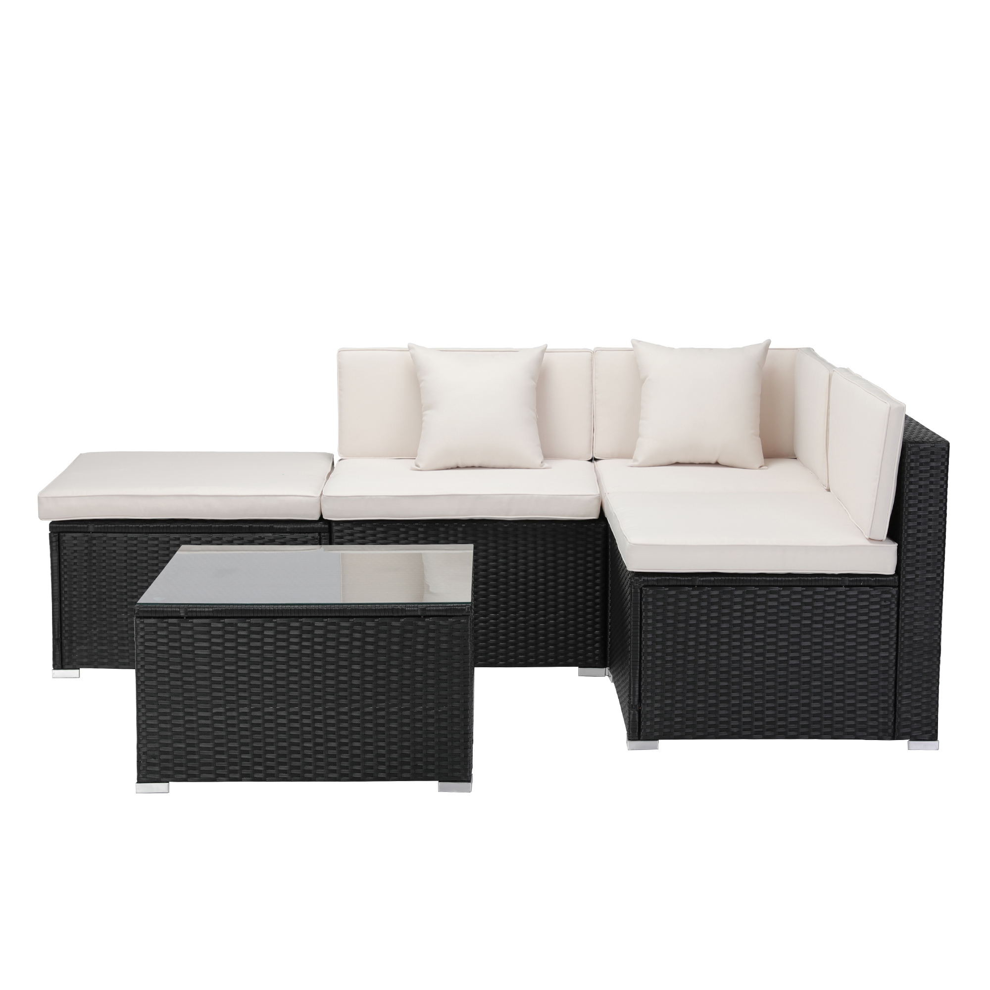 5-Piece All-Weather Wicker Patio Conversation Set with Cushions