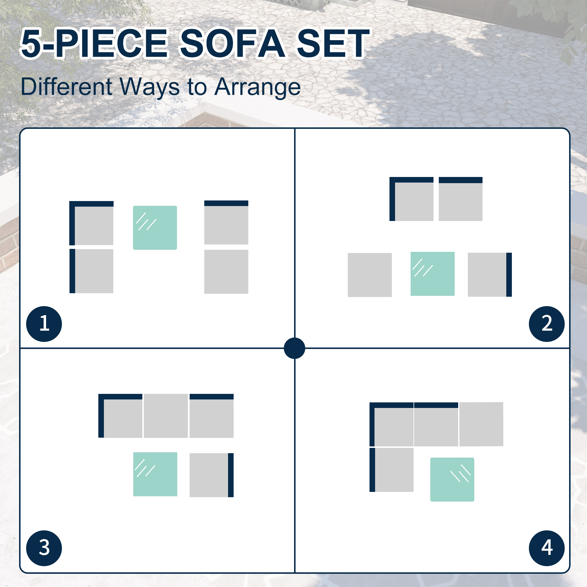 5-Piece All-Weather Wicker Patio Conversation Set with Cushions