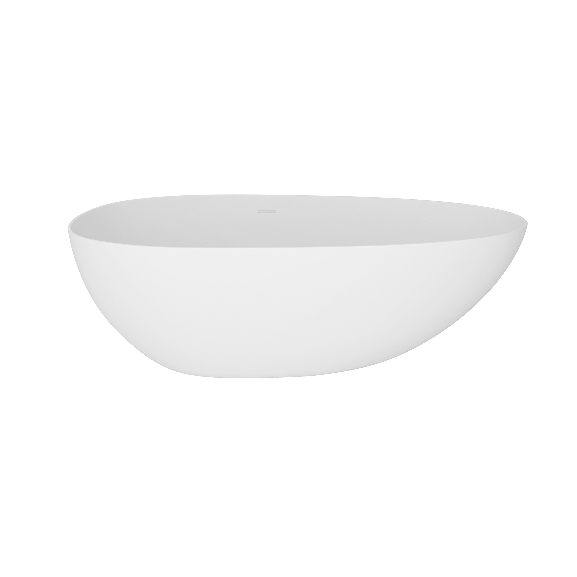 Boyel Living 67'' Resin Stone Freestanding Bathtub, Solid Surface Matte White Free Standing Tub, Egg Shape Stand Alone Soaking Tubs with Drain, Drain Hose & Sanding Paper