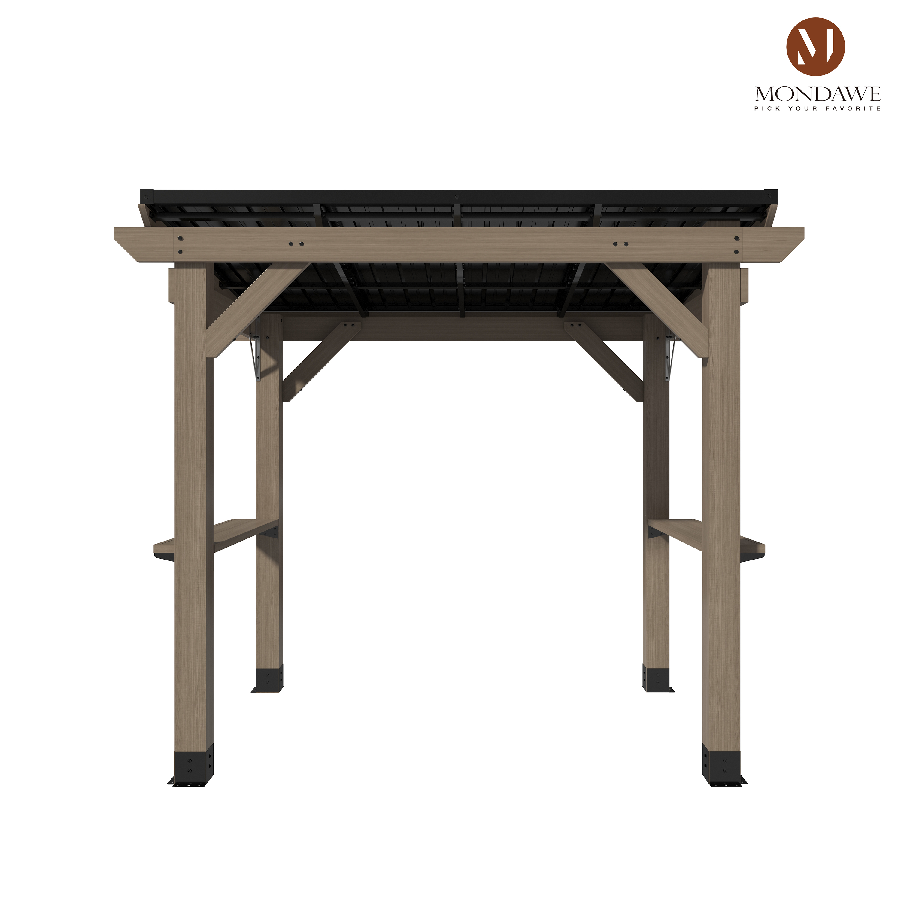 8 ft. x 6 ft. Cedar  Hardtop BBQ Gazebo with Two Side Wooden Holder