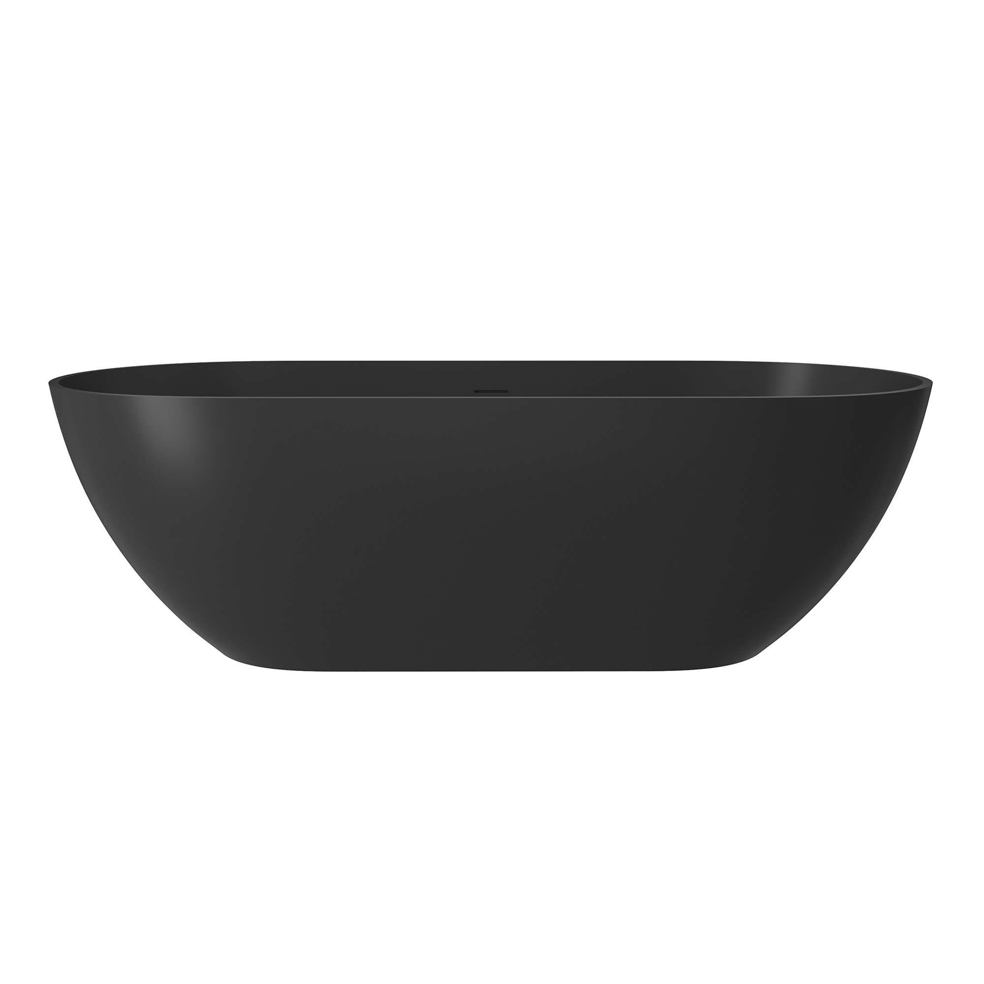 Oval Freestanding Bathtub in Matte Black with Drain