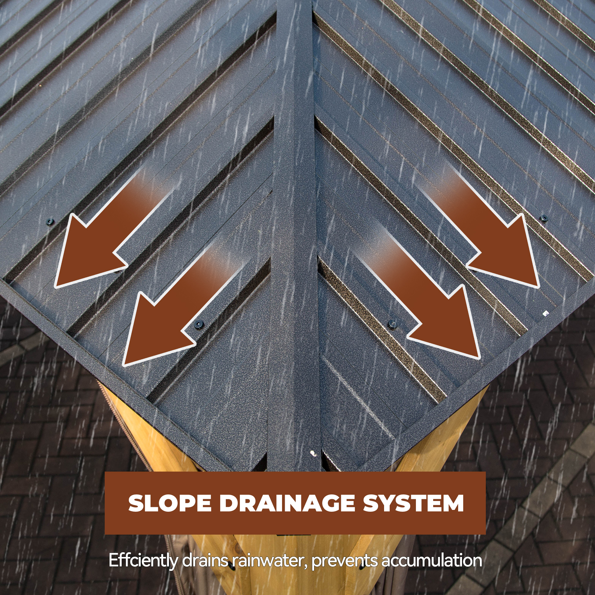 Cedar Frame Hard Top Gazebo with Galvanized Steel Double Roof, Curtain and Net, Outdoor Wooden Gazebo Pergola for Patio Lawn Backyard