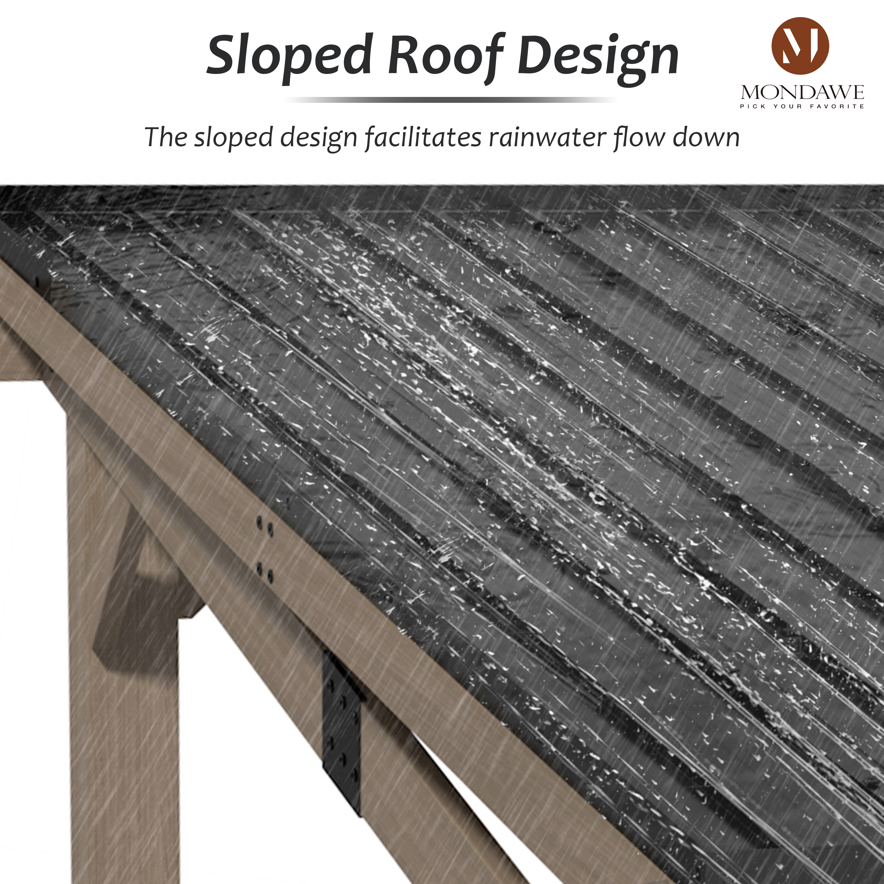 Outdoor Cedar Wooden Hardtop Gazebo with Pitched Galvanized Steel Roof