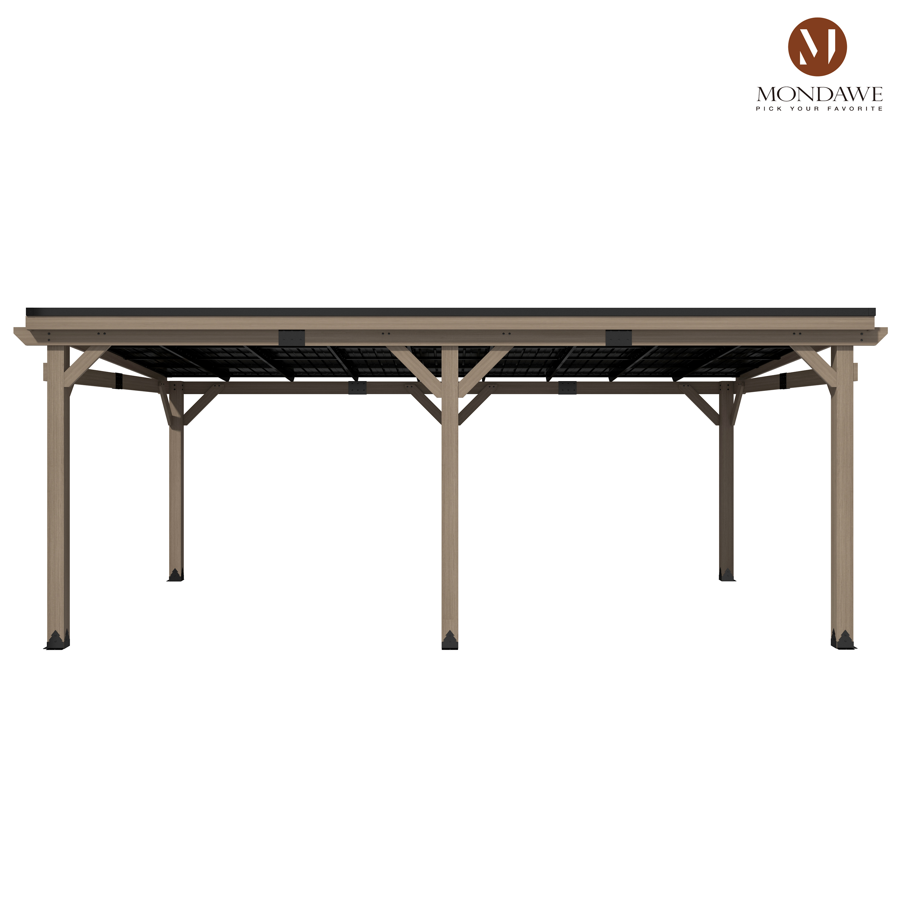 Outdoor Cedar Wooden Hardtop Gazebo with Pitched Galvanized Steel Roof