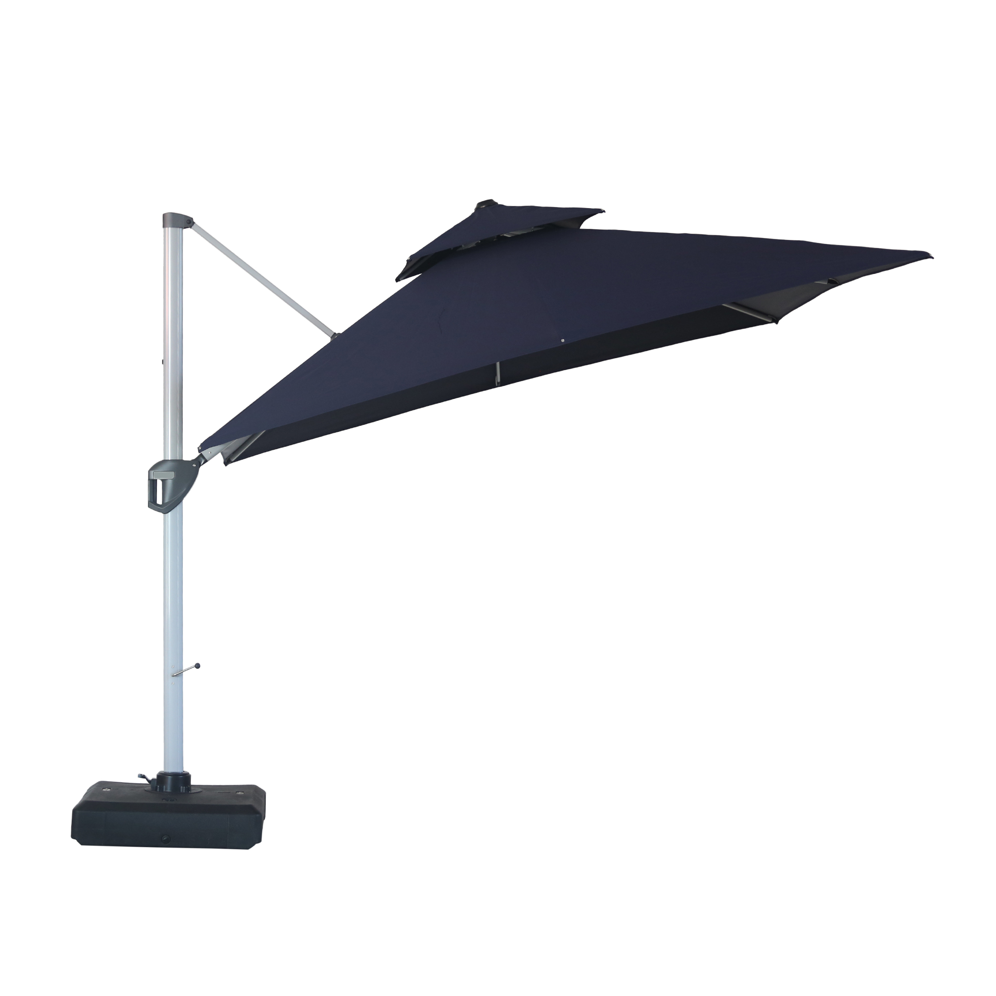 10/11ft Square Cantilever Patio Umbrella with 5 Adjustable Angles, Outdoor Sunshade with Base for Deck, Garden, or Pool
