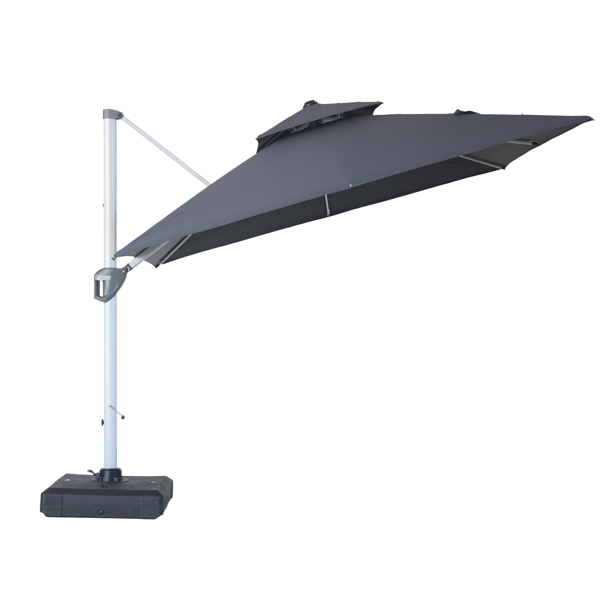 10/11ft Square Cantilever Patio Umbrella with 5 Adjustable Angles, Outdoor Sunshade with Base for Deck, Garden, or Pool