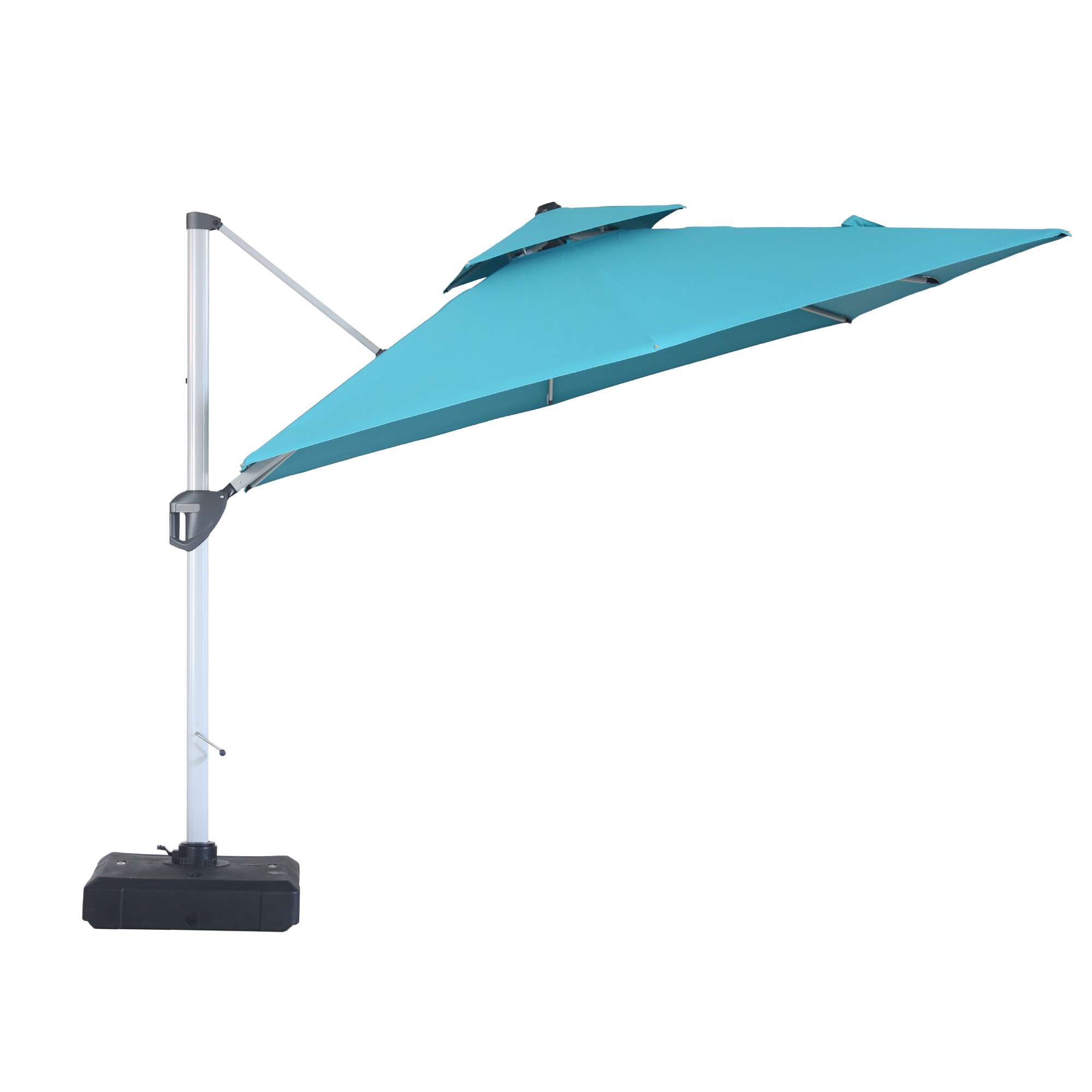 10/11ft Square Cantilever Patio Umbrella with 5 Adjustable Angles, Outdoor Sunshade with Base for Deck, Garden, or Pool