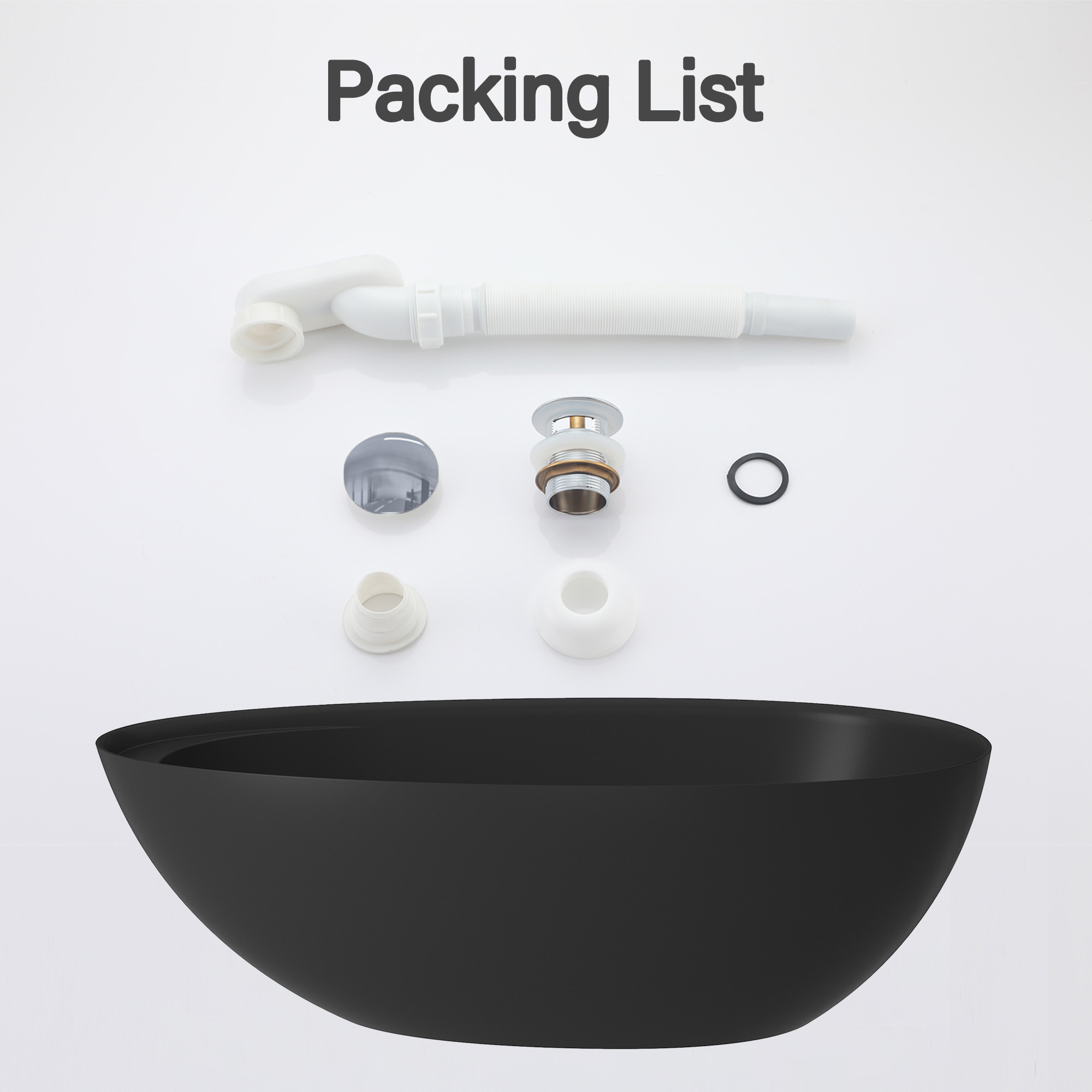 Boyel living 67" Free Standing Tub, Stone Resin Freestanding Tub Large Space Solid Surface Matte White Soaking Tub with Drain, Drain Hose & Sanding Paper