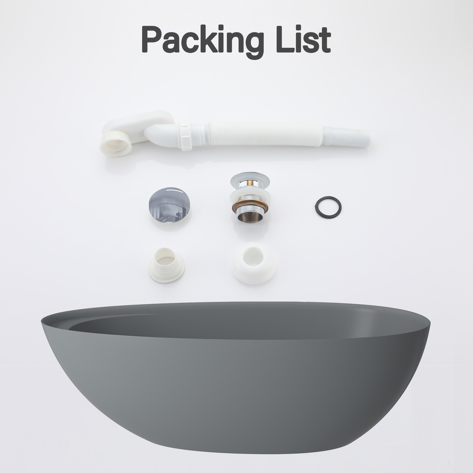 Boyel living 67" Free Standing Tub, Stone Resin Freestanding Tub Large Space Solid Surface Matte White Soaking Tub with Drain, Drain Hose & Sanding Paper