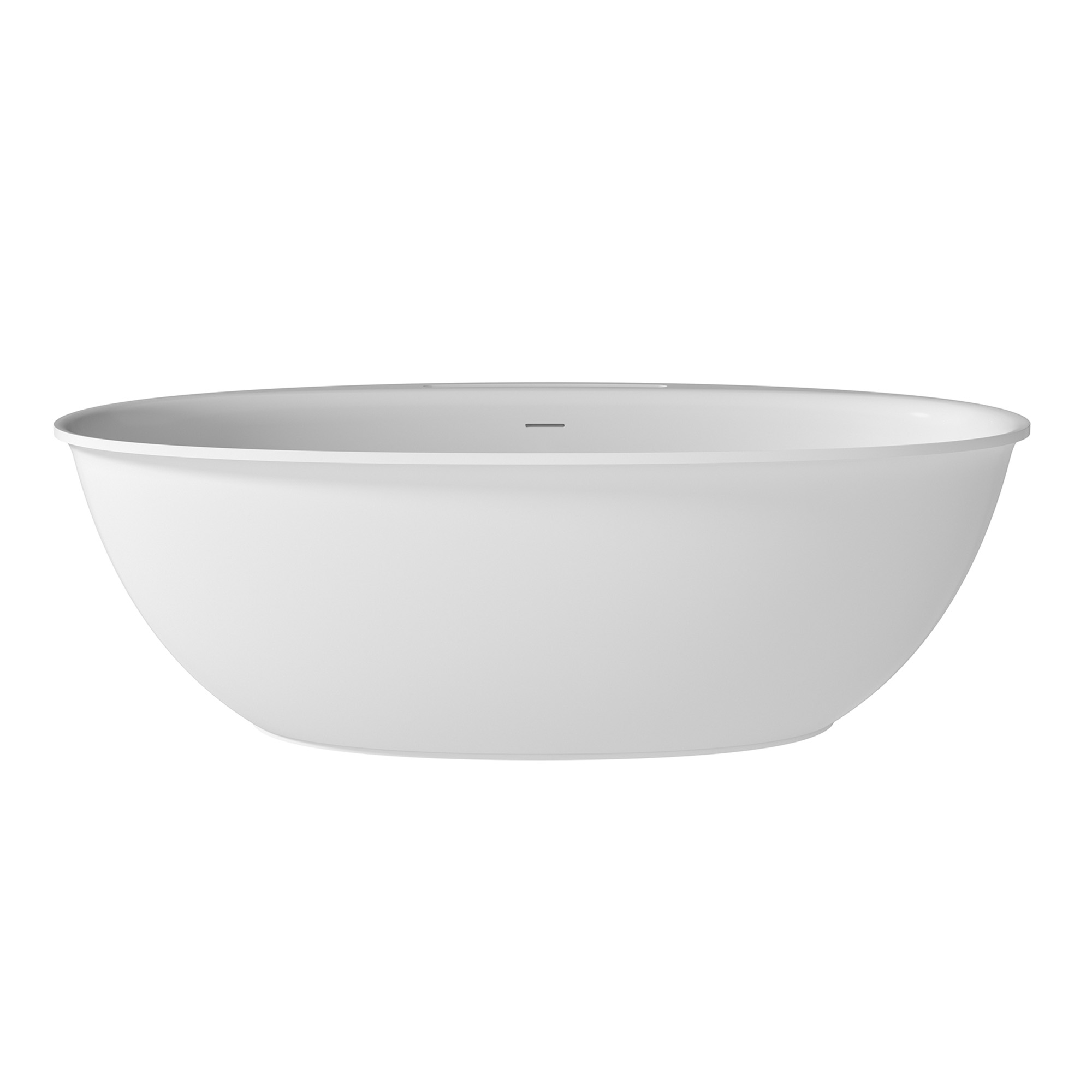 Matte white 67-inch artificial stone freestanding bathtub, hand-polished, with drainer + drain cover + drain pipe