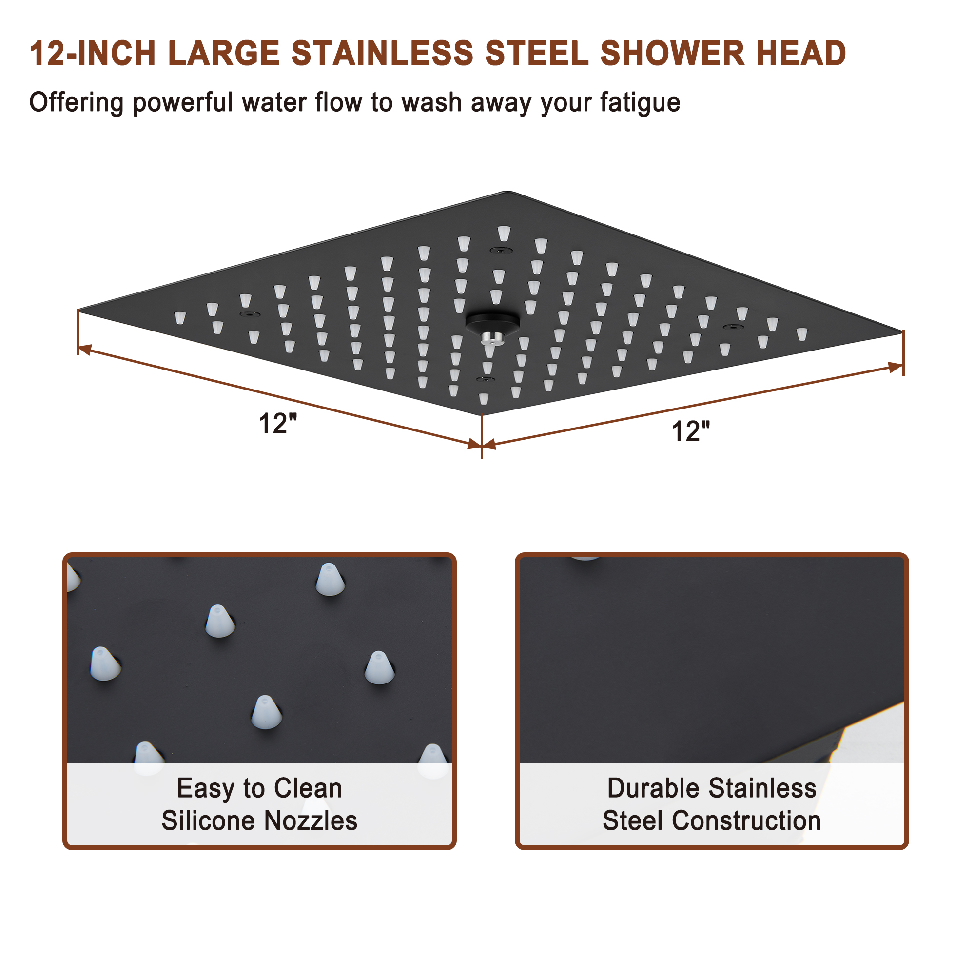 Mondawe Luxury Thermostatic LED 4-Spray Patterns 12 in. Flush Ceiling Mount Rainfall Dual Shower Heads-Mondawe