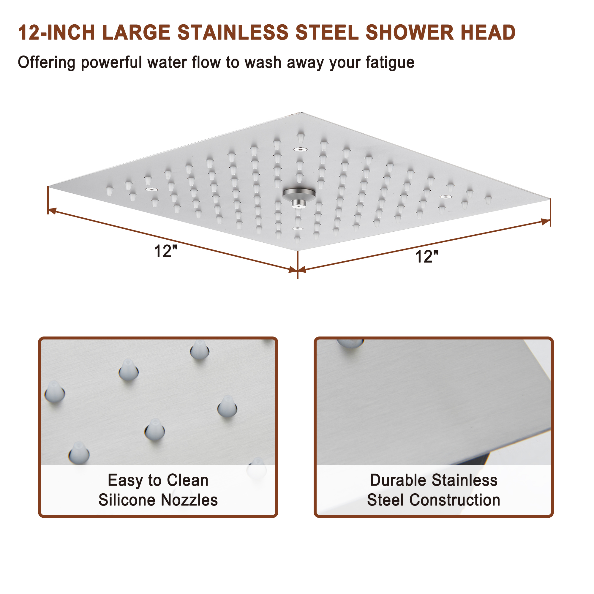 Mondawe Luxury Thermostatic LED 4-Spray Patterns 12 in. Flush Ceiling Mount Rainfall Dual Shower Heads-Mondawe