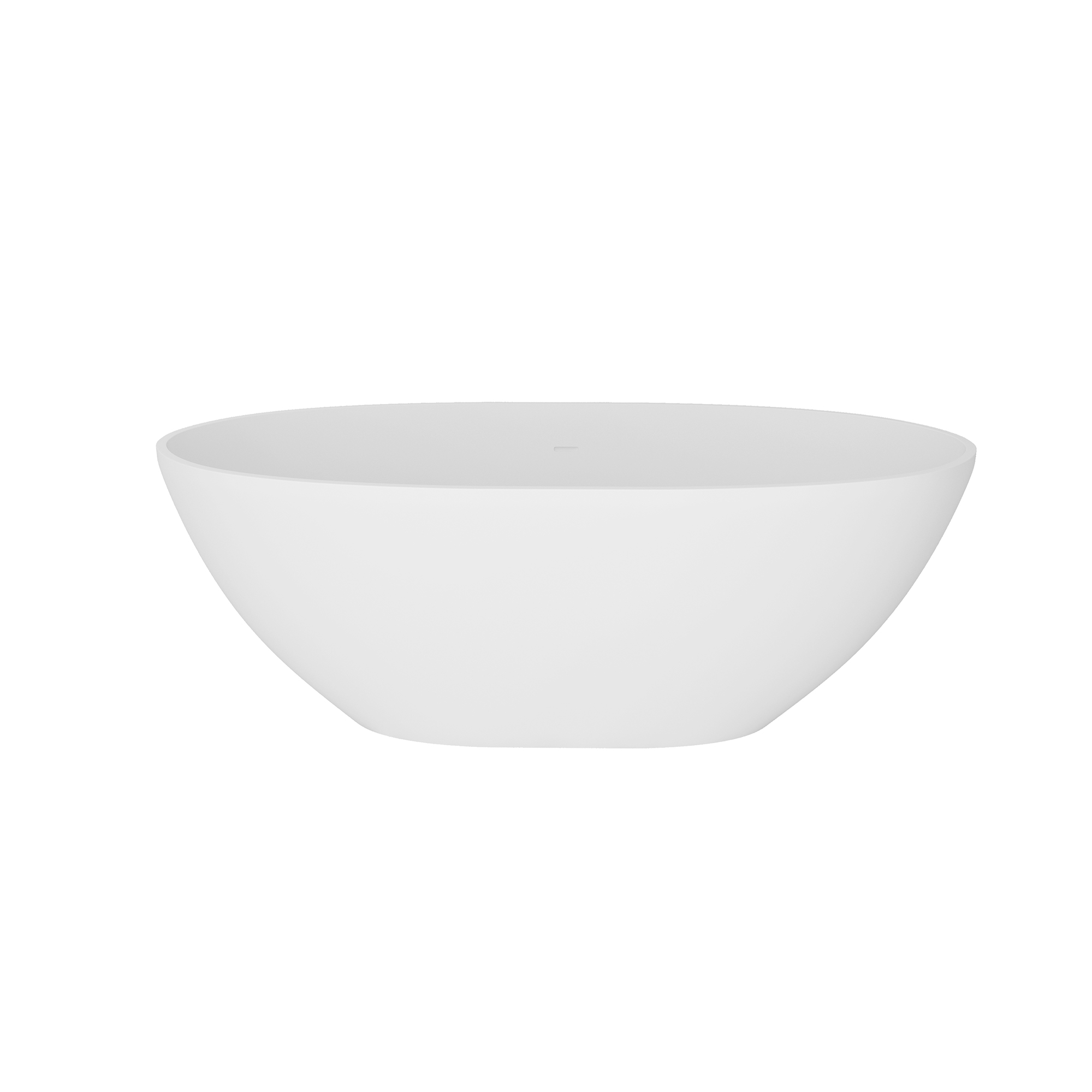 Boyel Livong 61" Matte White Faux Stone Freestanding Soaking Tub with Drain