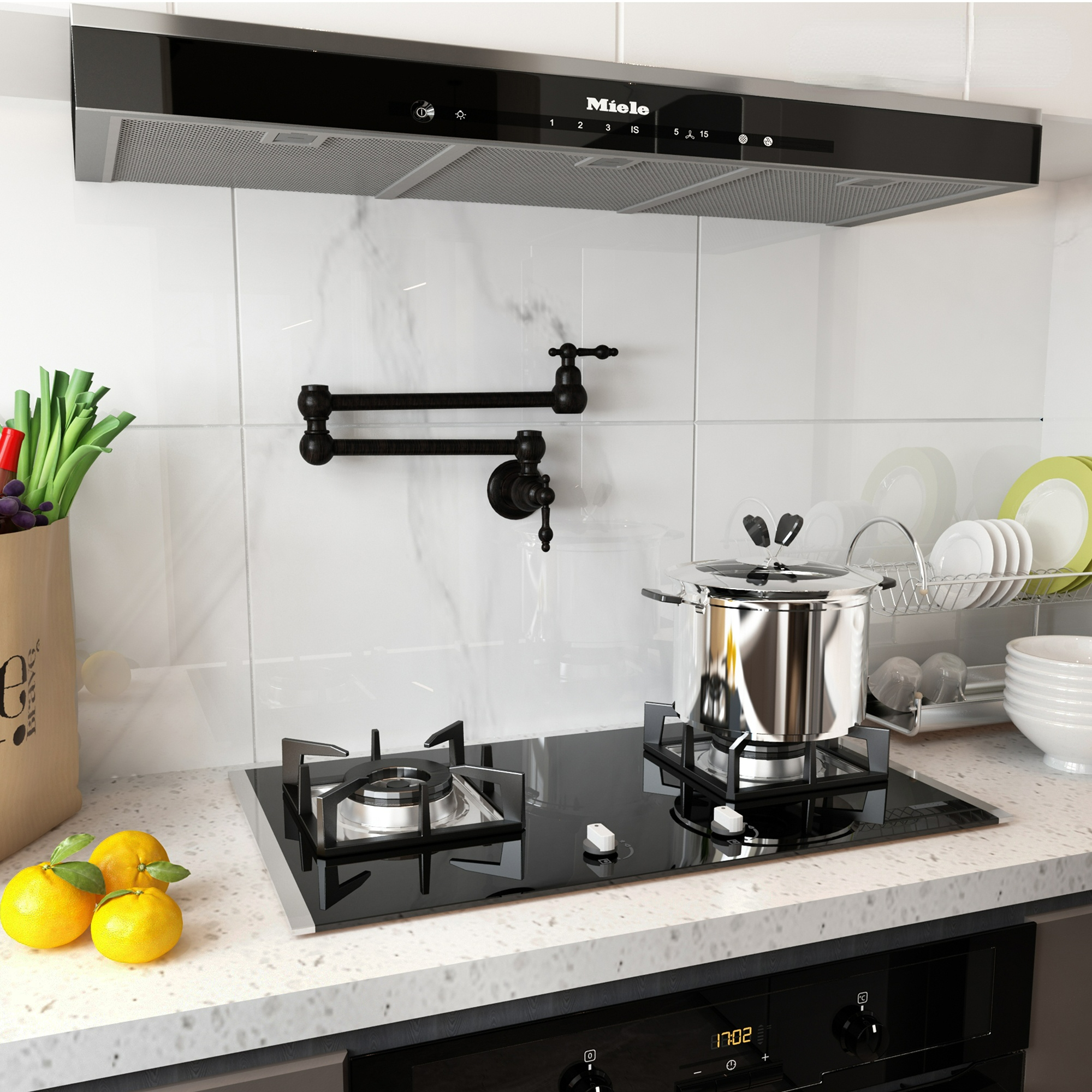 Boyel Living Matte Black Double Handle Wall-mount Pot Filler Kitchen Faucet