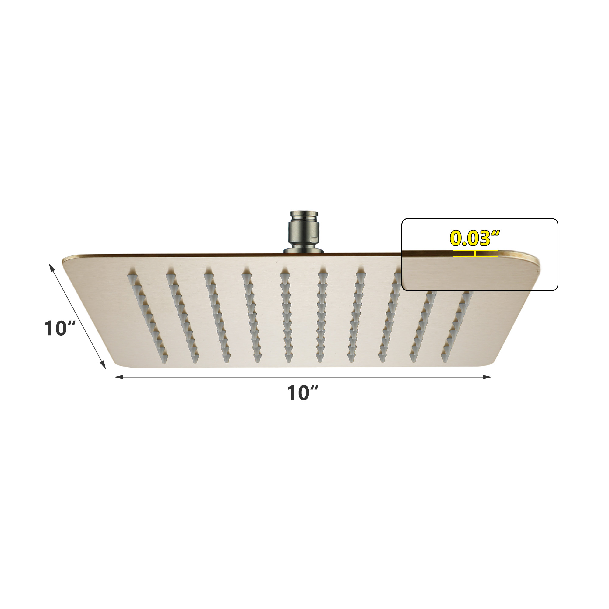 10"/12" Stainless Steel 360 Degree Adjustable 0.08" Ultra-thin Rectangle Shower Head In Matte Black/Brushed Nickel