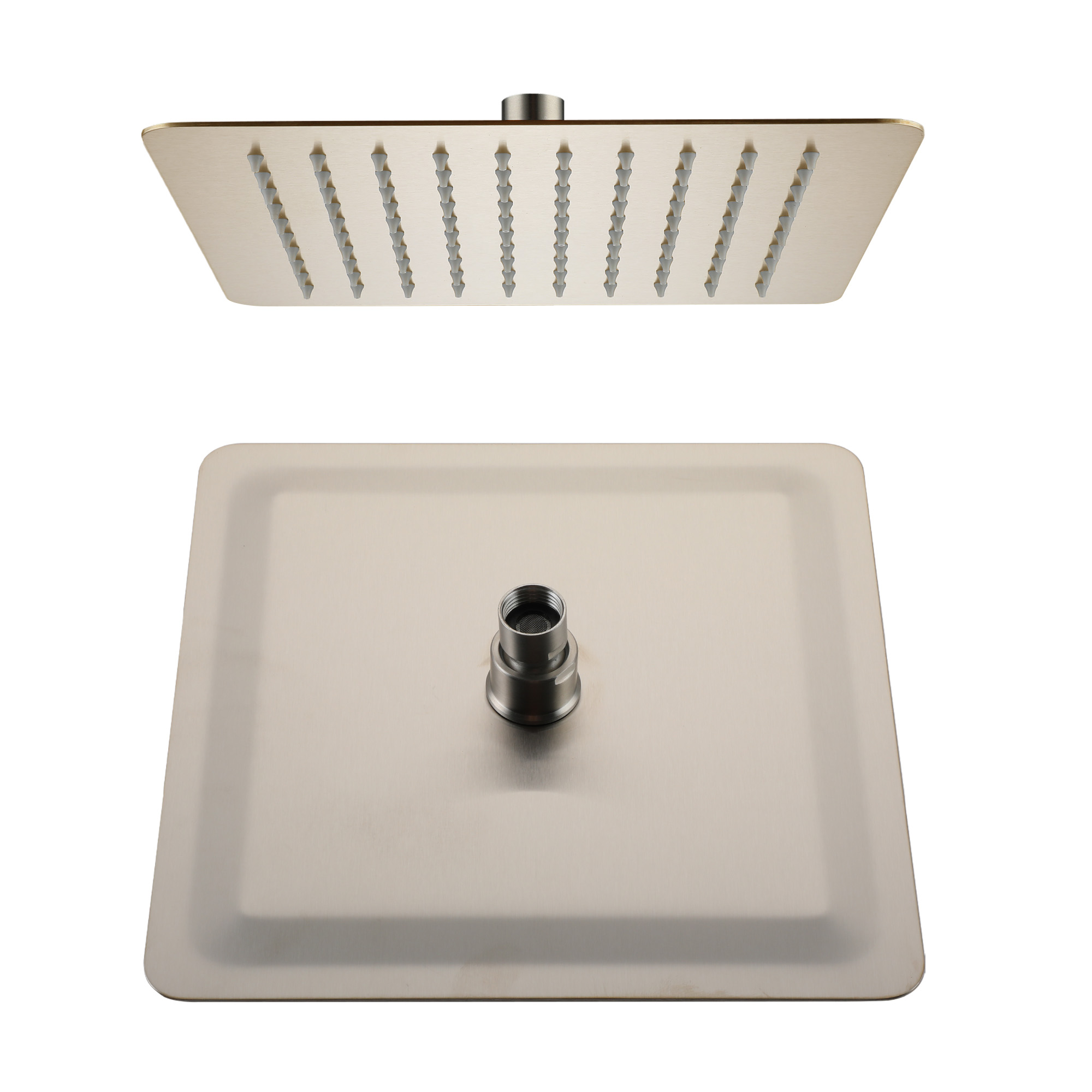 10"/12" Stainless Steel 360 Degree Adjustable 0.08" Ultra-thin Rectangle Shower Head In Matte Black/Brushed Nickel