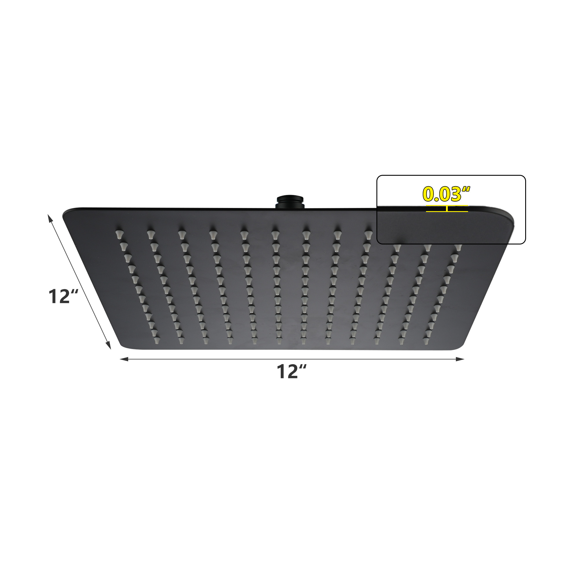 10"/12" Stainless Steel 360 Degree Adjustable 0.08" Ultra-thin Rectangle Shower Head In Matte Black/Brushed Nickel