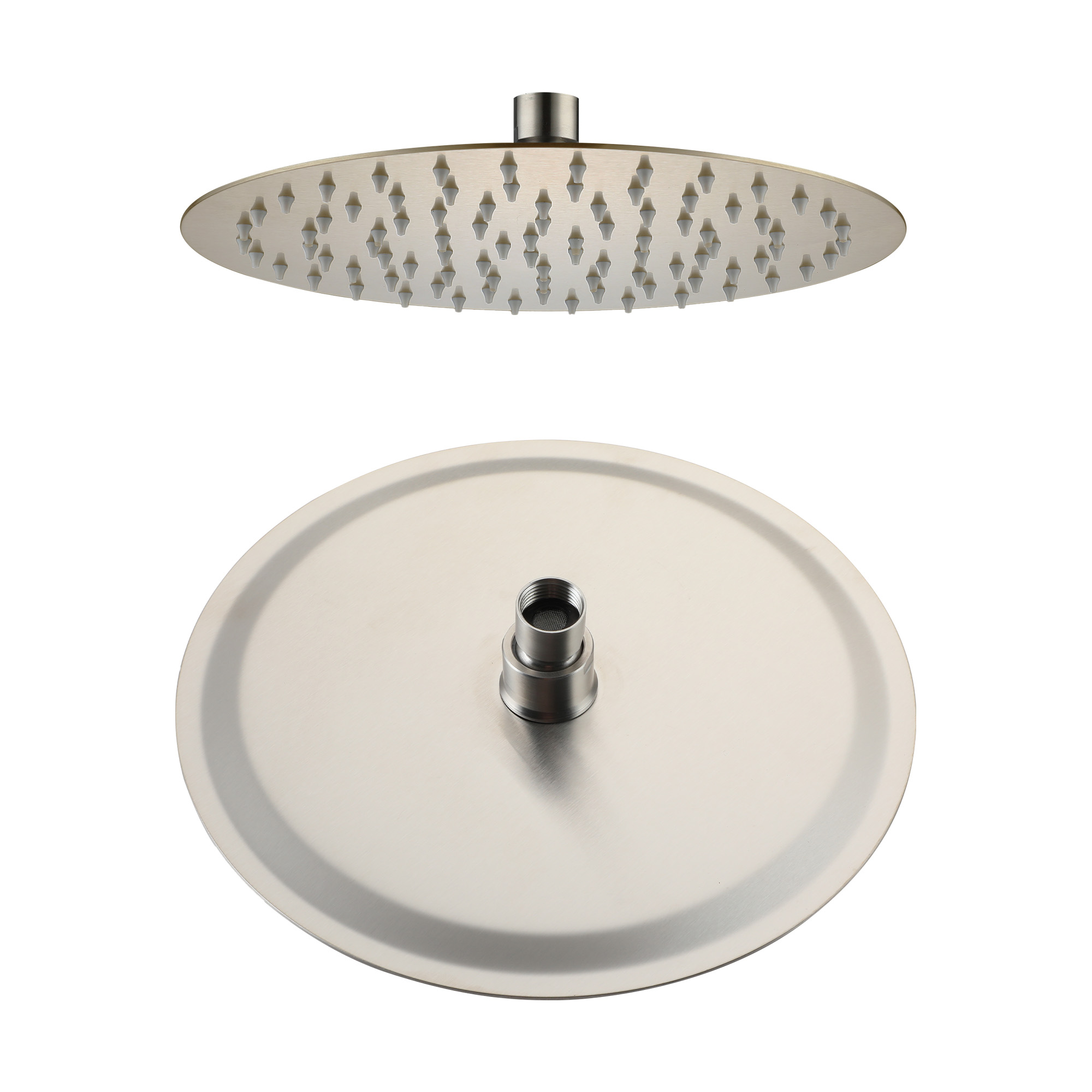 10"/12" Stainless Steel 360 Degree Adjustable 0.08" Ultra-thin Round Shower Head In Matte Black/Brushed Nickel