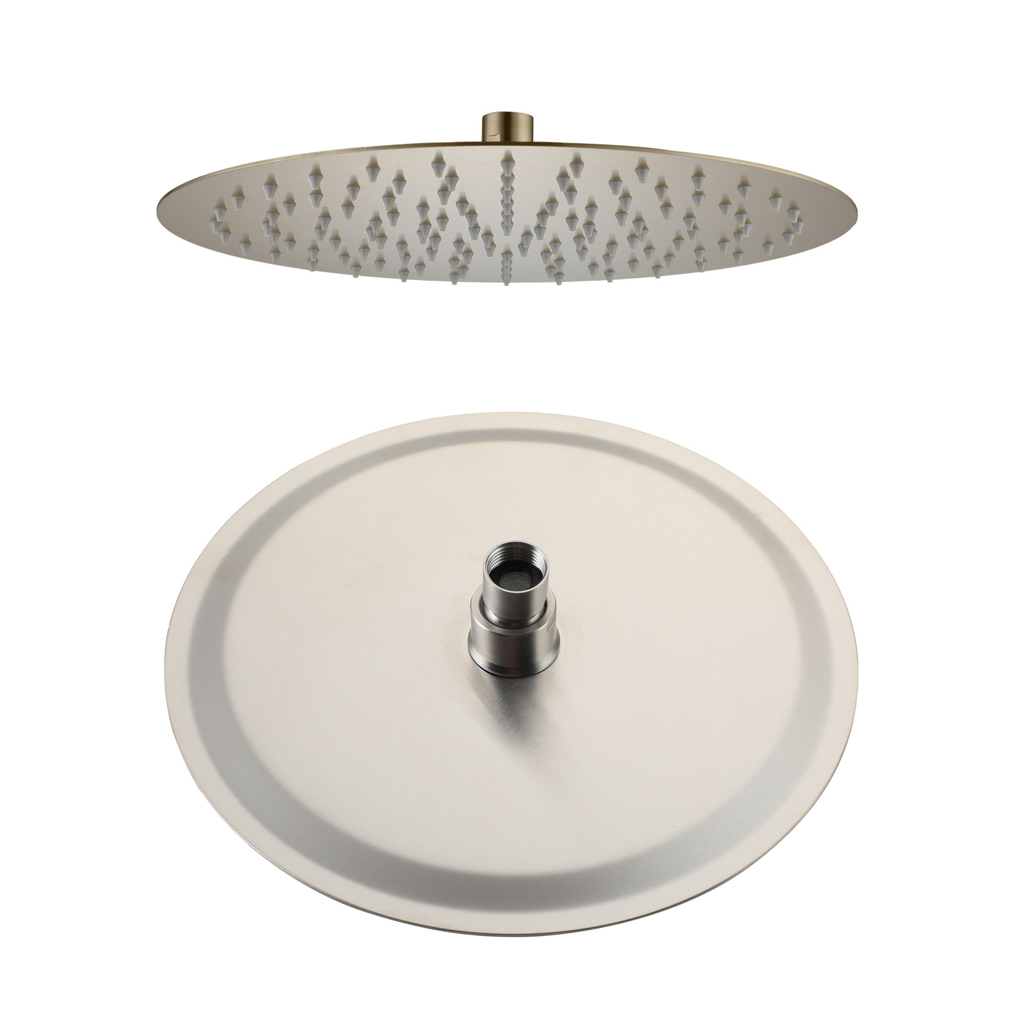 10"/12" Stainless Steel 360 Degree Adjustable 0.08" Ultra-thin Round Shower Head In Matte Black/Brushed Nickel