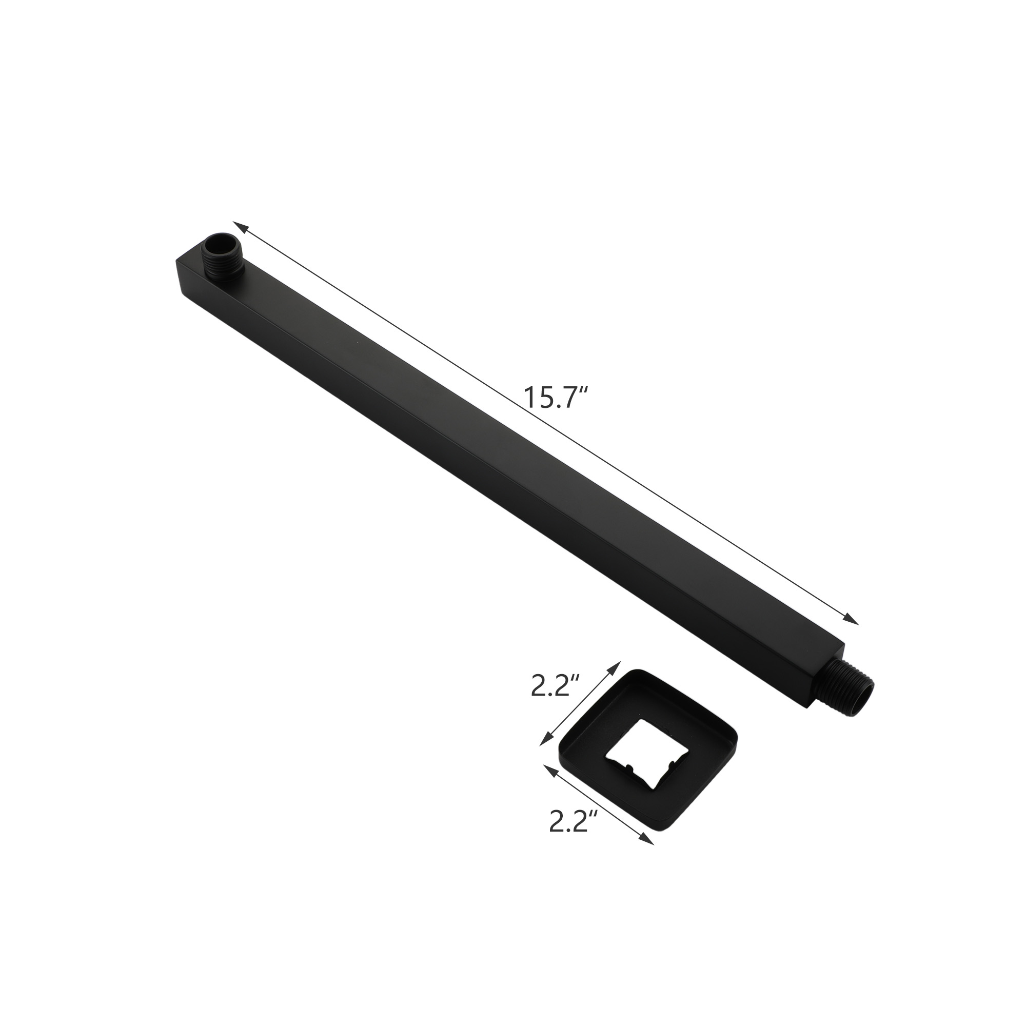 15.75" Stainless Steel Wall Mounted Square Shower Arm with Flange for Rain Shower Head in Brushed Nickel/Matte Black