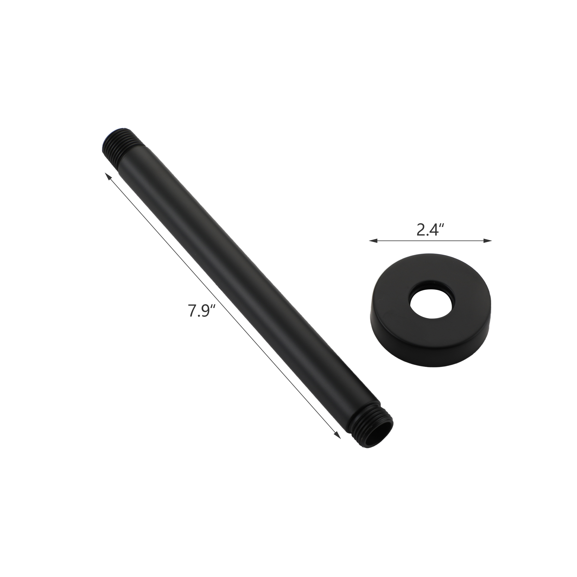 7.88" Stainless Steel Celling Mounted Round/Square Shower Arm with Flange for Rain Shower Head in Matte Black/ Brushed Nickel