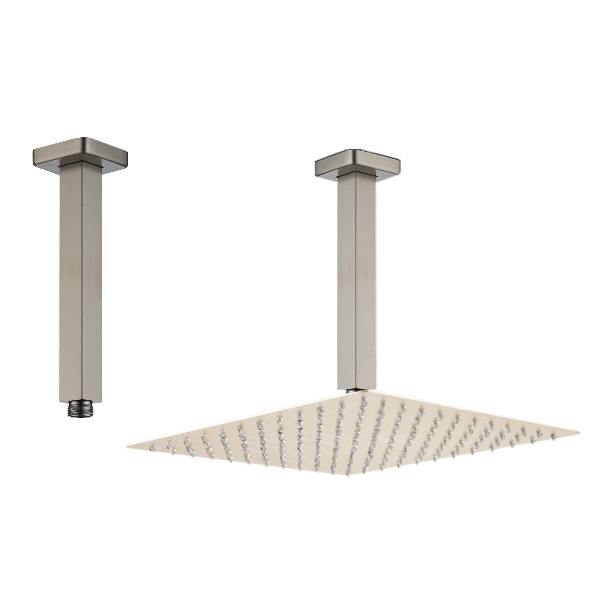 7.88" Stainless Steel Celling Mounted Round/Square Shower Arm with Flange for Rain Shower Head in Matte Black/ Brushed Nickel