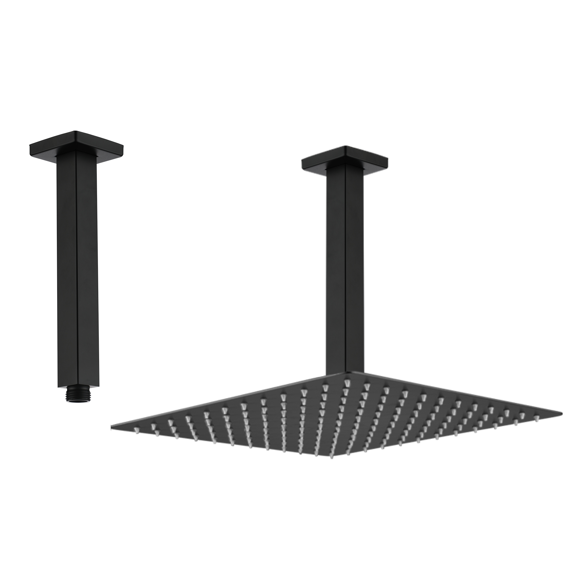 7.88" Stainless Steel Celling Mounted Round/Square Shower Arm with Flange for Rain Shower Head in Matte Black/ Brushed Nickel