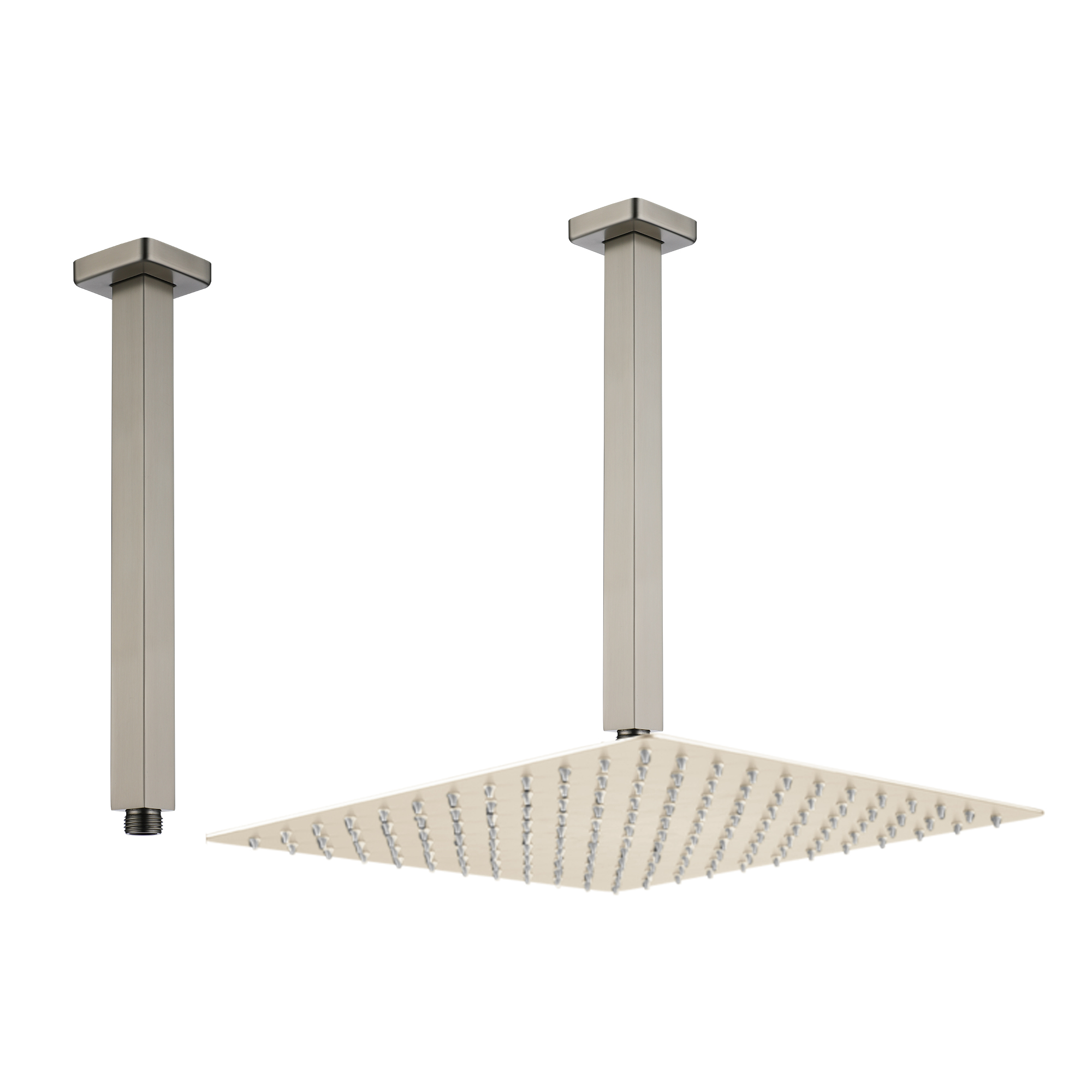 11.8" Stainless Steel Celling Mounted Round/Square Shower Arm with Flange for Rain Shower Head in Matte Black/Brushed Nickel