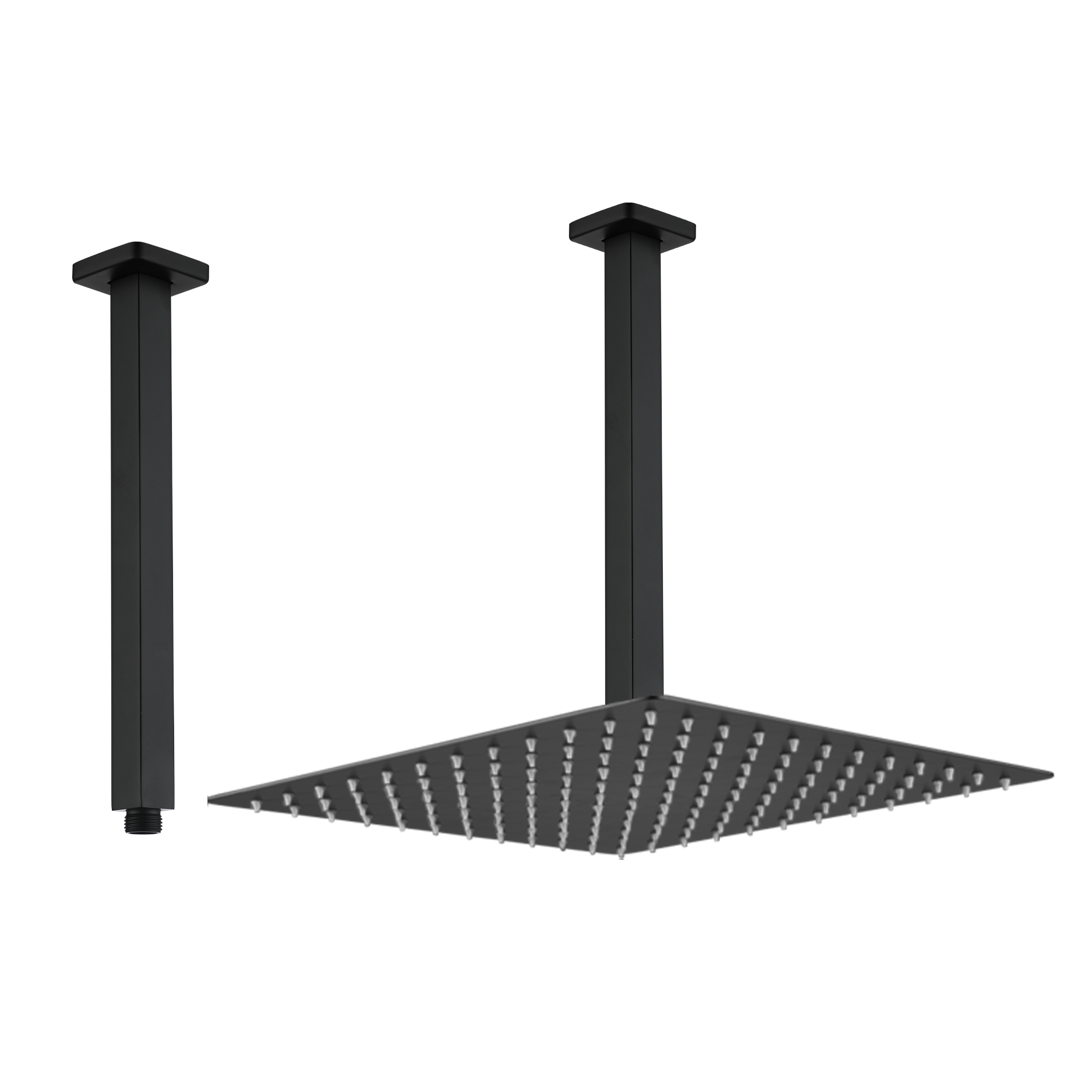 11.8" Stainless Steel Celling Mounted Round/Square Shower Arm with Flange for Rain Shower Head in Matte Black/Brushed Nickel