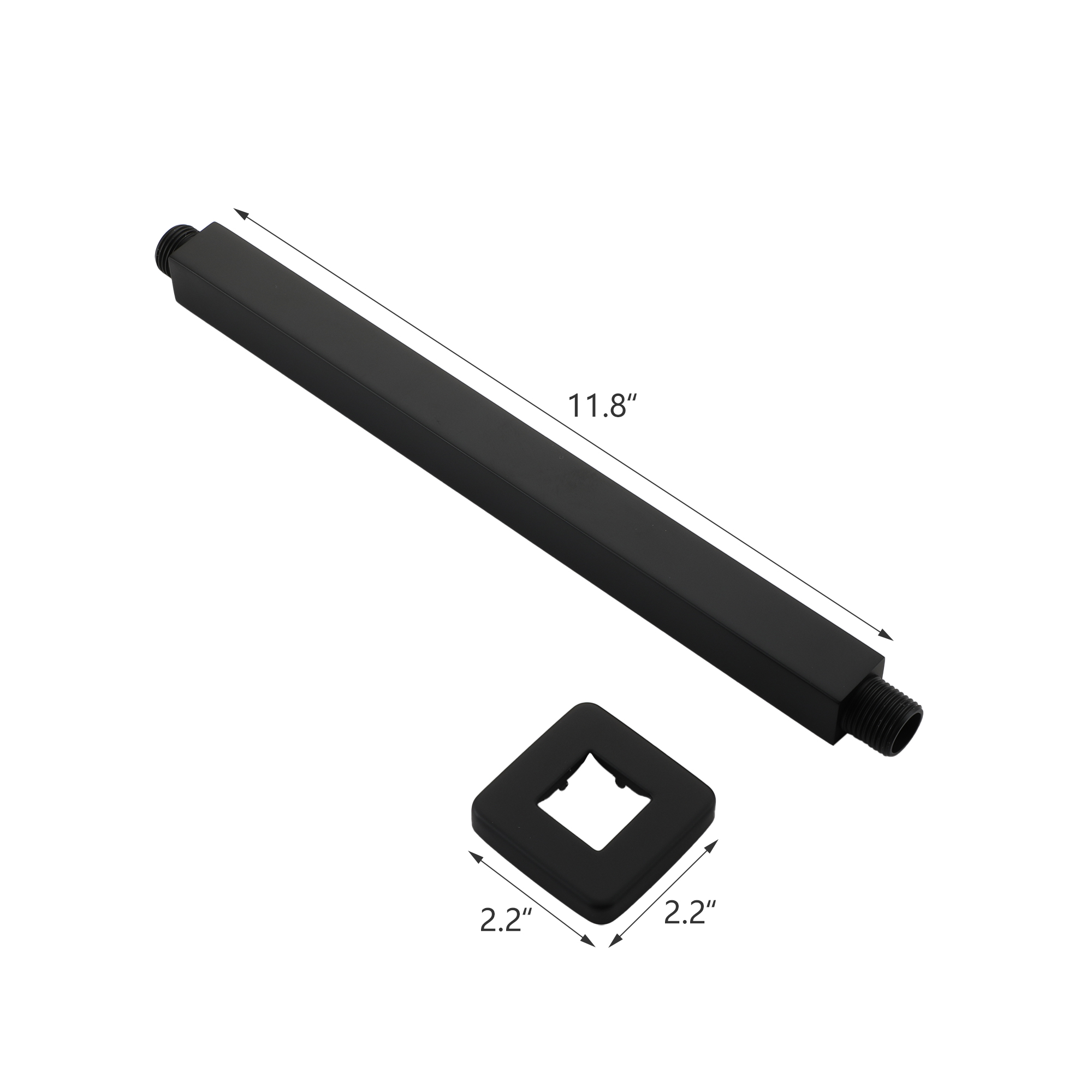 11.8" Stainless Steel Celling Mounted Round/Square Shower Arm with Flange for Rain Shower Head in Matte Black/Brushed Nickel