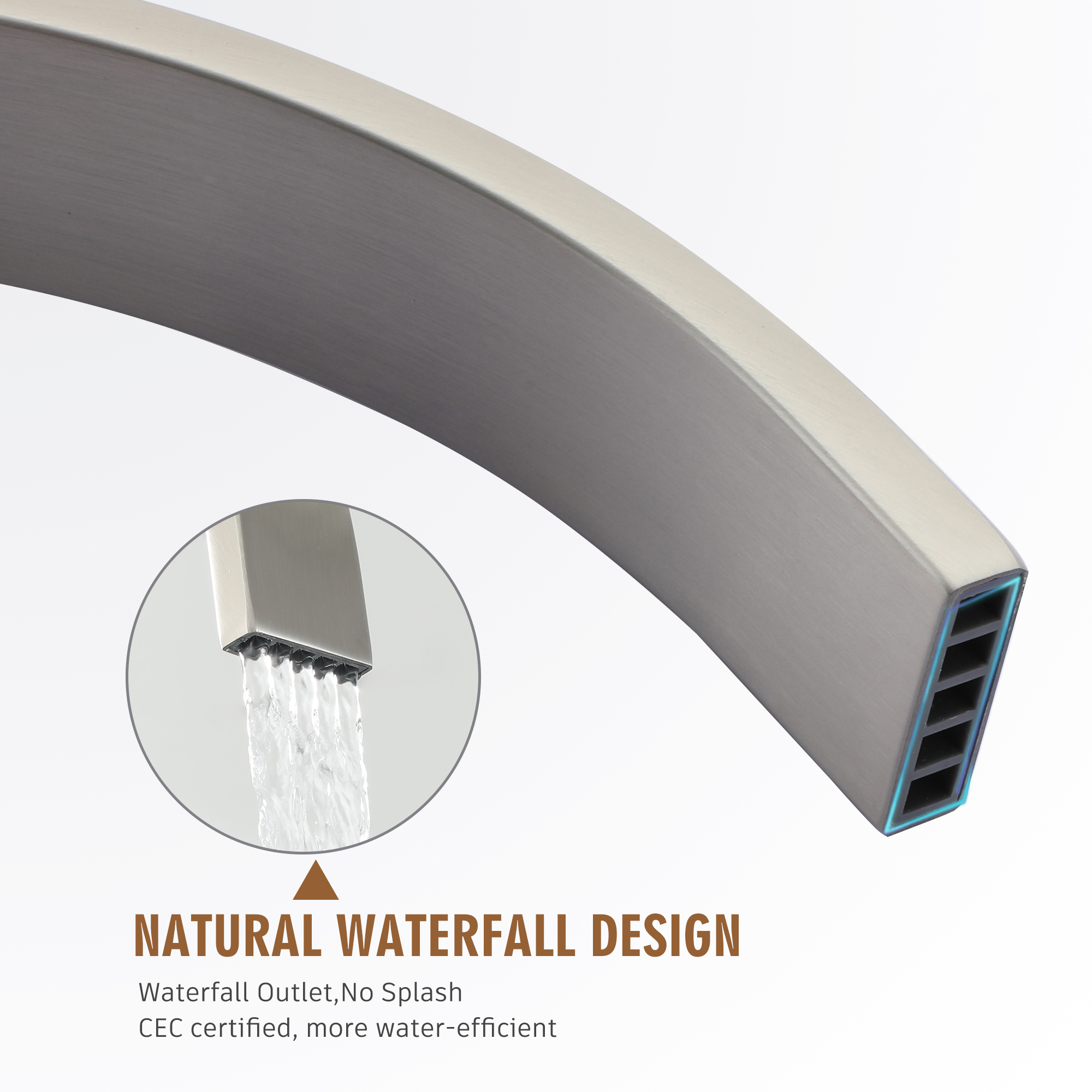 Single-Handle Floor-Mounted Bathtub Faucet High Flow Bathroom Tub Filler with Hand Shower, Brushed Nickel