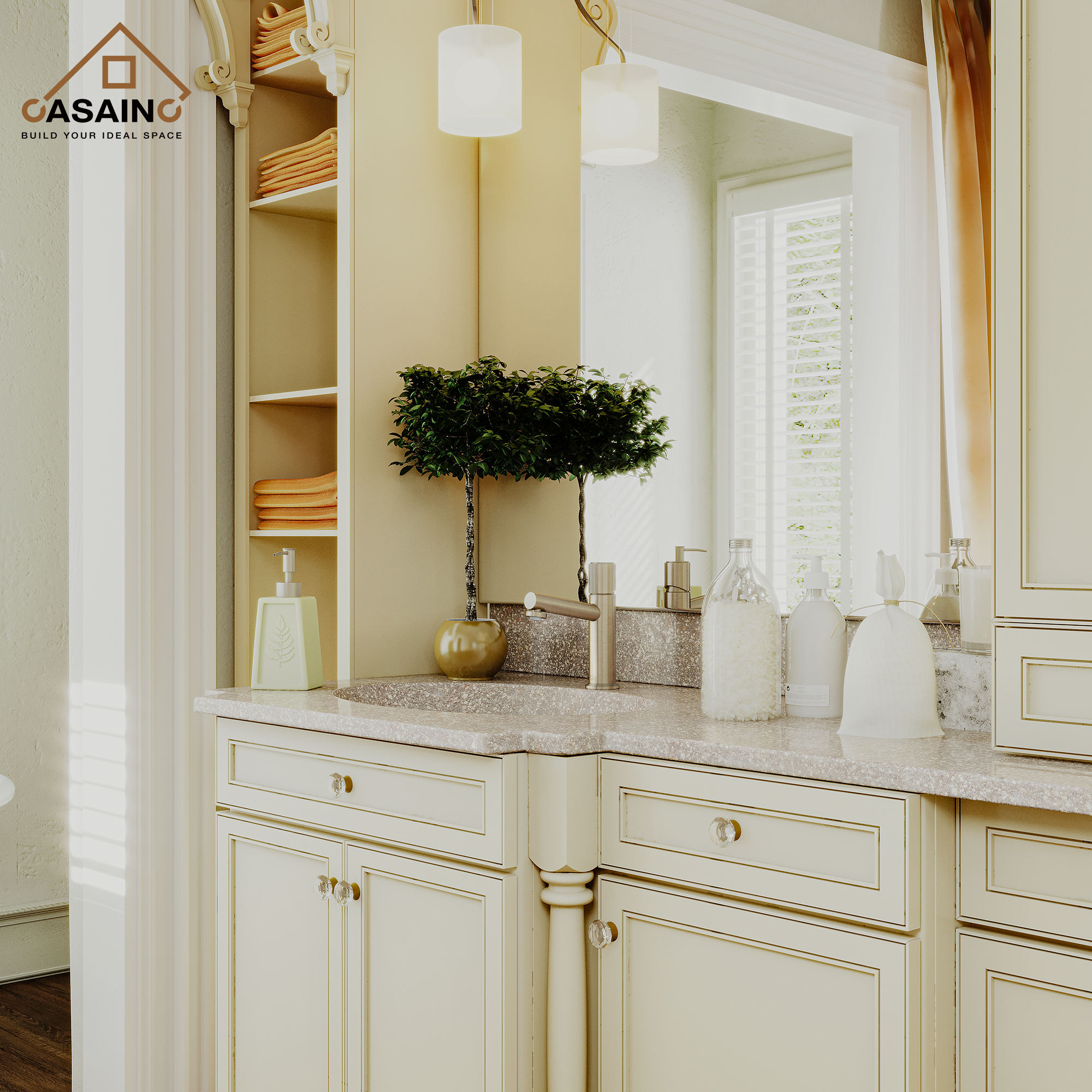 Single Handle Single Hole Bathroom Vessel Sink Faucet with Pop-Up Drain and Spot Resistant in Brushed Champagne Gold