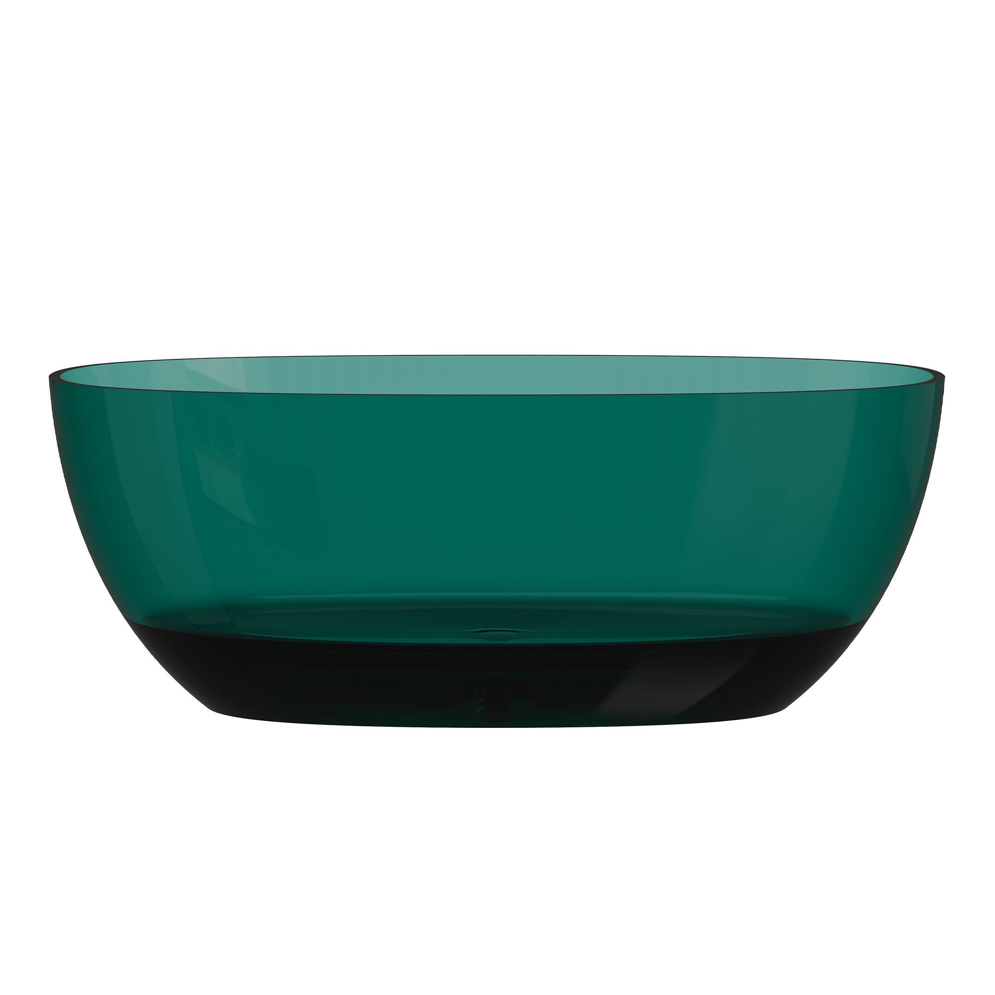 59" Soaking Tub Transparent Resin Freestanding Bathtub Modern Oval Design Stand Alone Tub with Overflow and Pop-up Drain