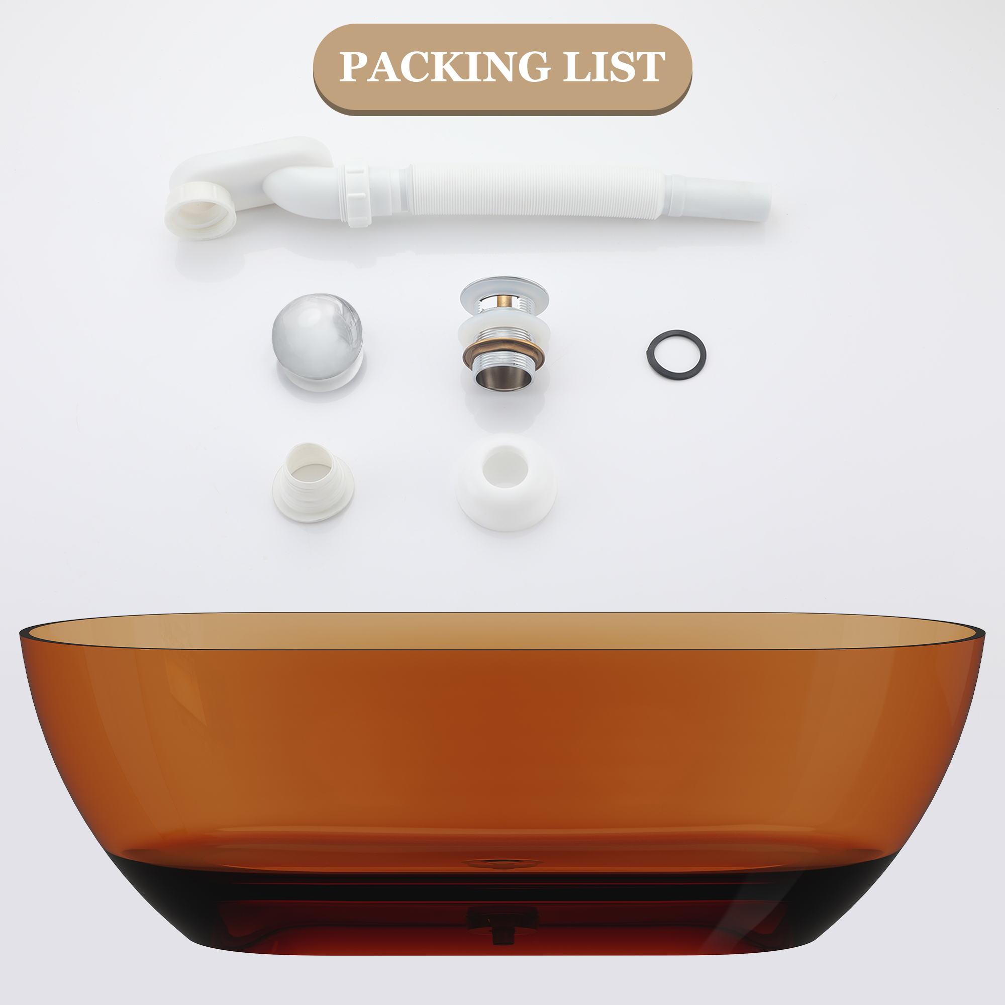 69" Resin Freestanding Bathtub Transparent Soaking Tub Modern Oval Design Stand Alone Tub with Pop-up Drain and Overflow,Black & Grey/Coffee/Purple/Blue