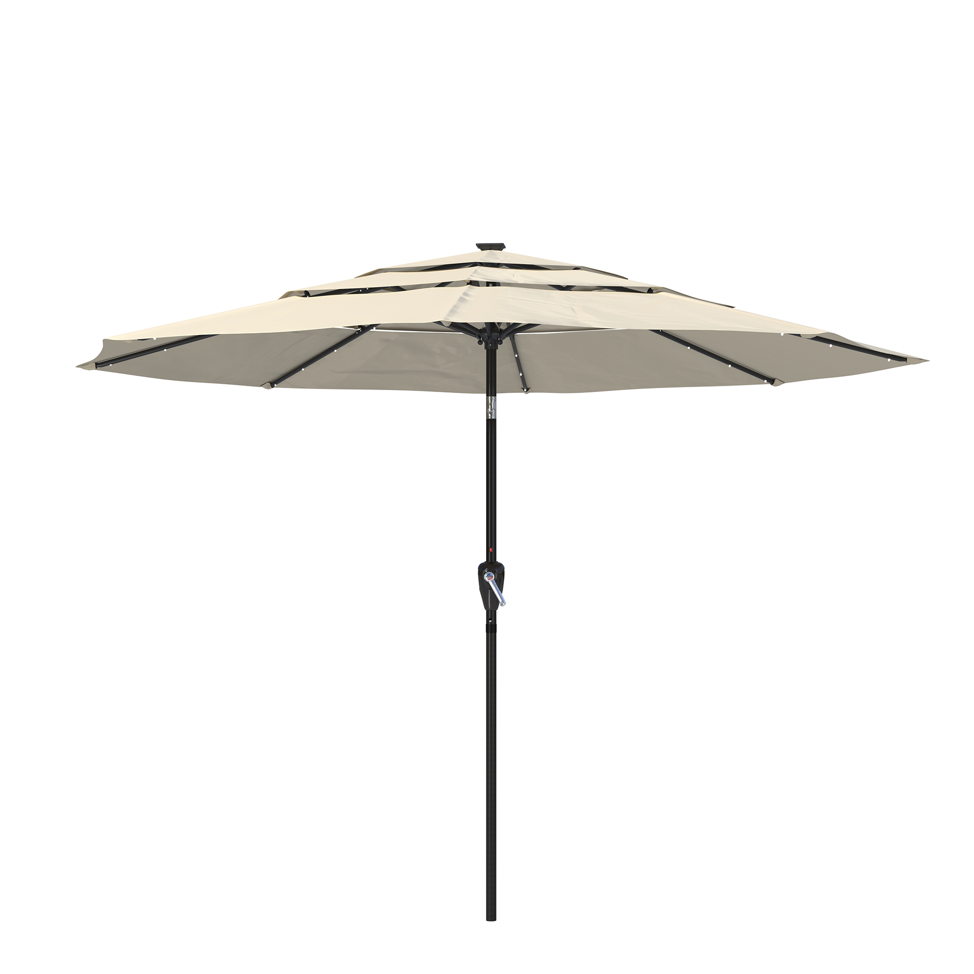 Clihome 11ft LED 3-Tier Patio Market Umbrella with Double Airvent