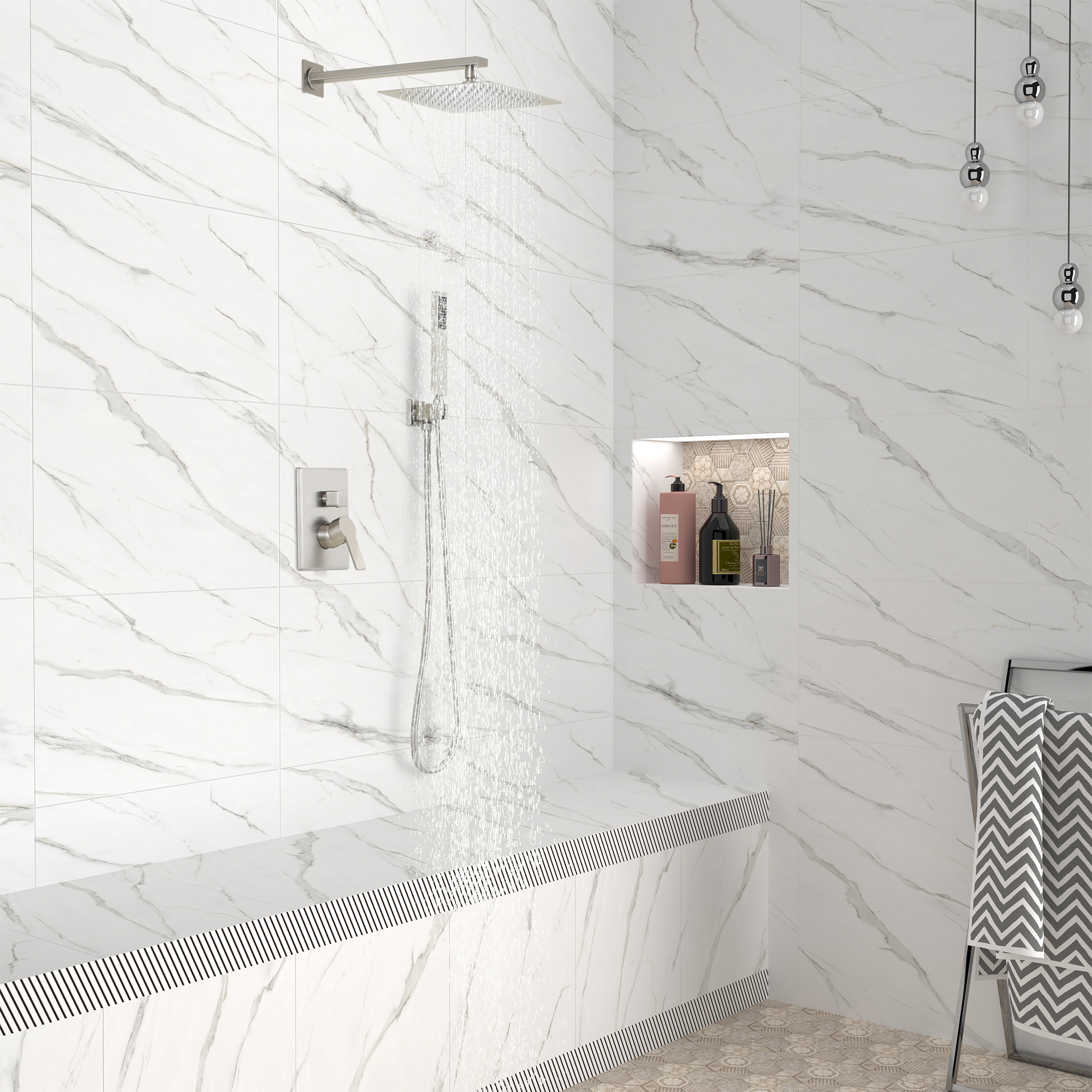 Boyel Living 10 in. Shower System Shower Towers with Hand Shower in Matte Black